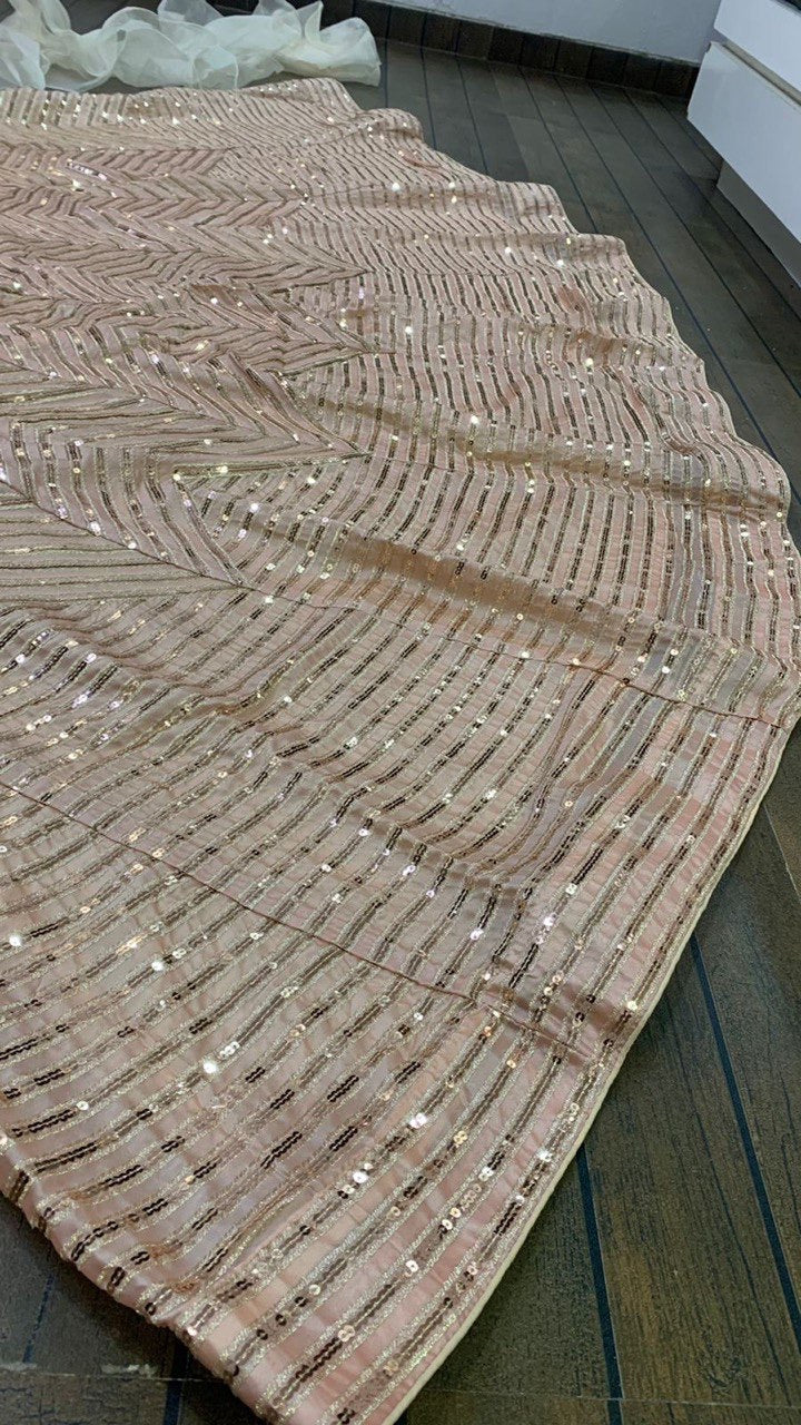 Designer Party Wear Lehenga Choli With Organza Ruffle Dupatta