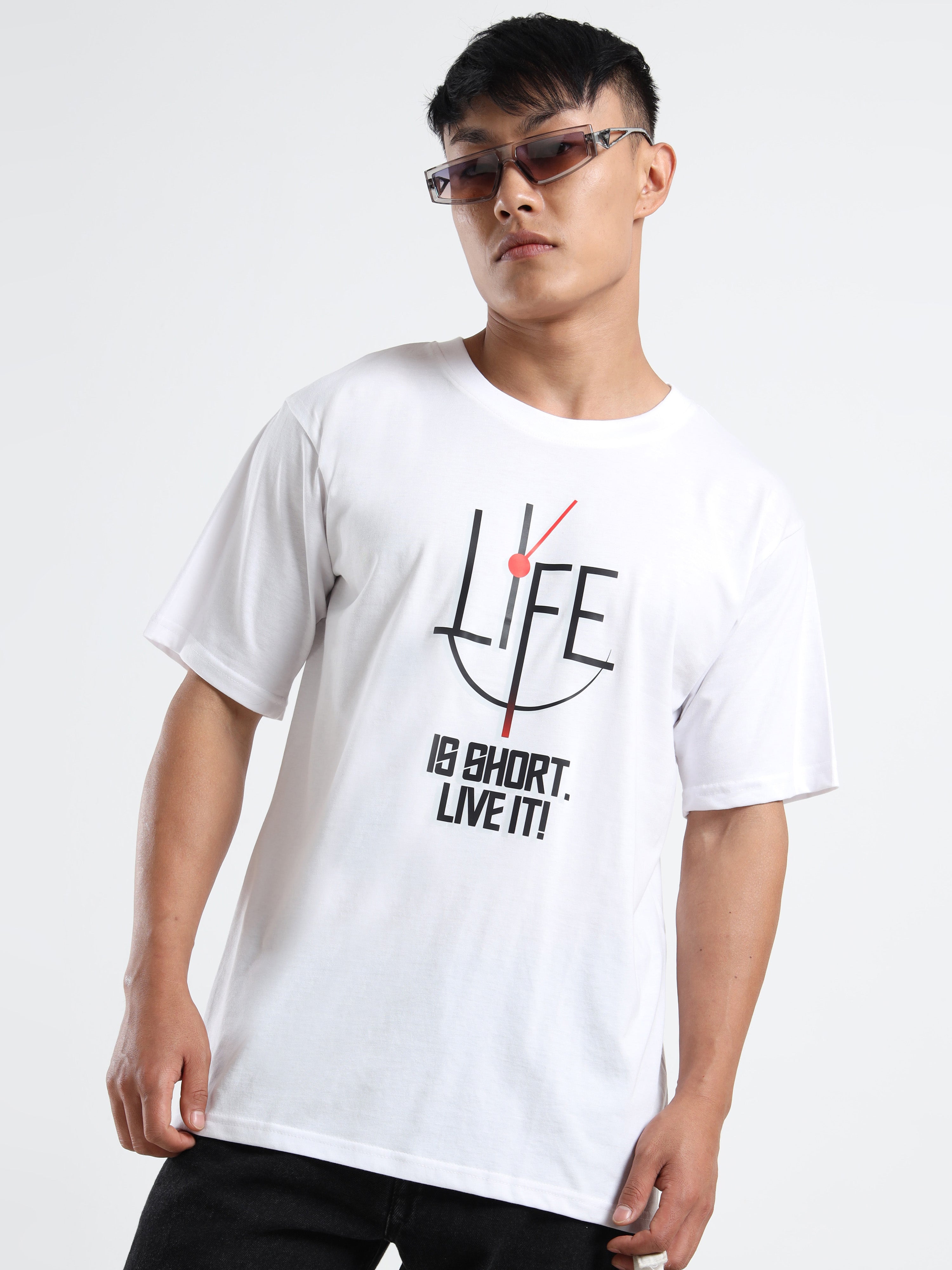 Men's White Life Is Short. Live It! Graphic T-Shirt