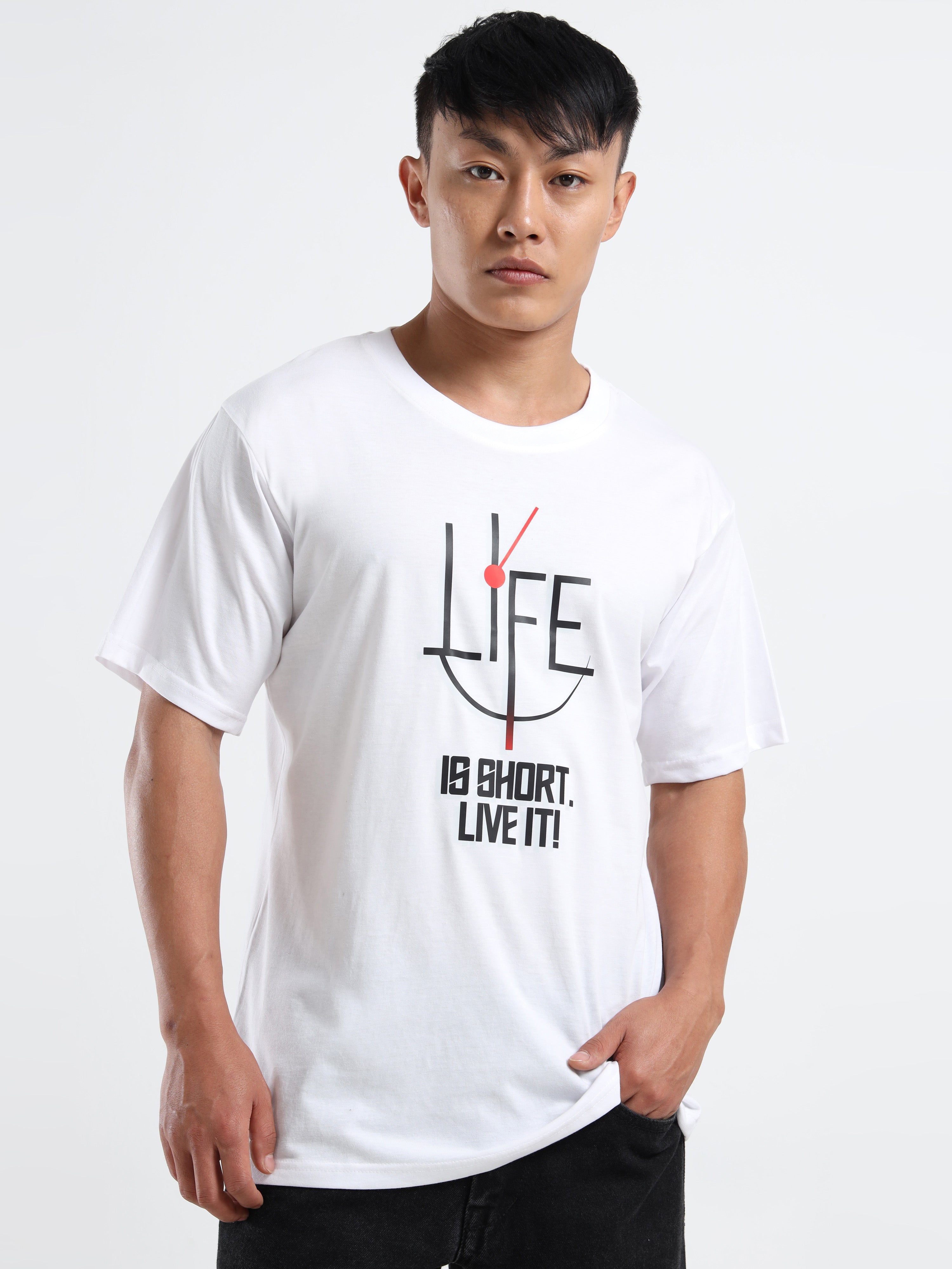 Men's White Life Is Short. Live It! Graphic T-Shirt