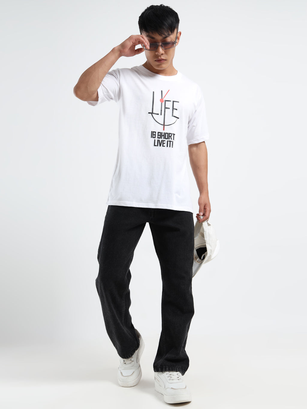 Men's White Life Is Short. Live It! Graphic T-Shirt