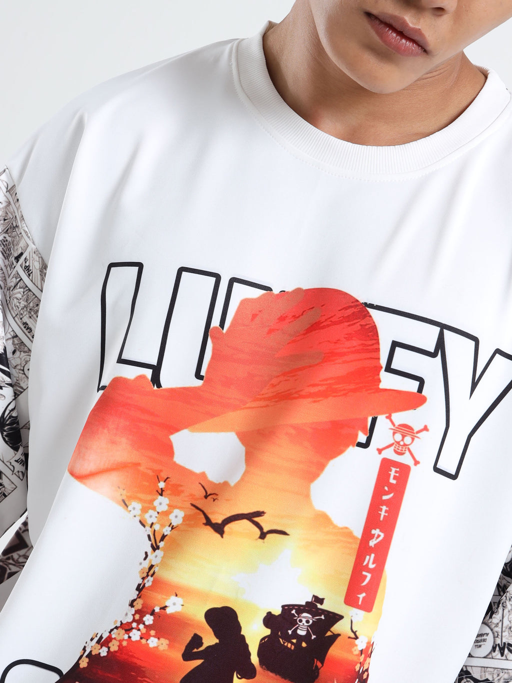 Men White Printed Oversized Cotton Bleach Tshirt