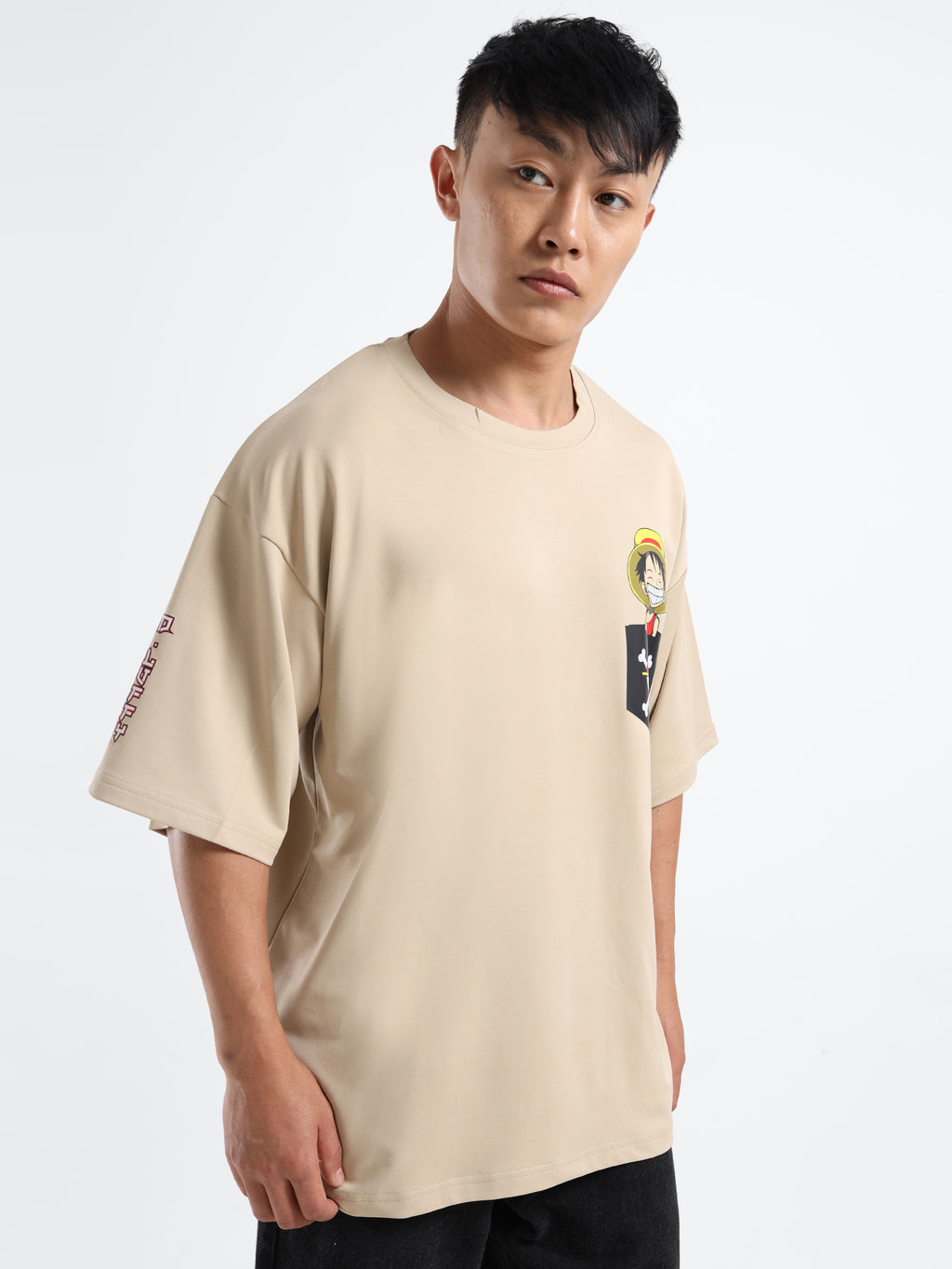 Men's Beige One Piece Wano Arc Oversized T-Shirt