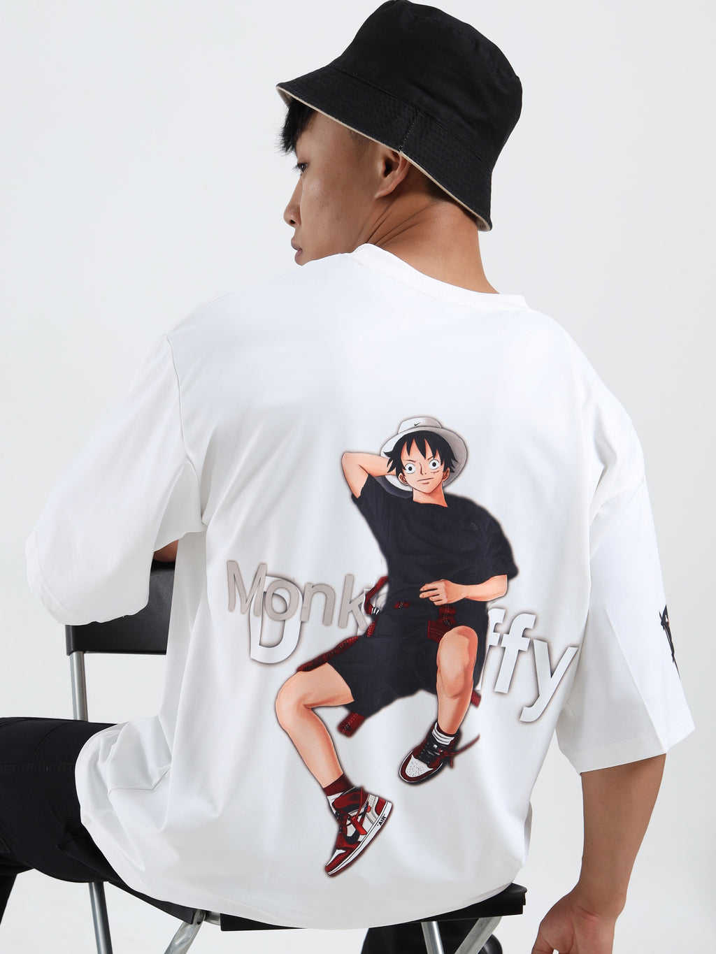 Men's White One Piece Fire Fist Ace and Yamato Oversized T-Shirt