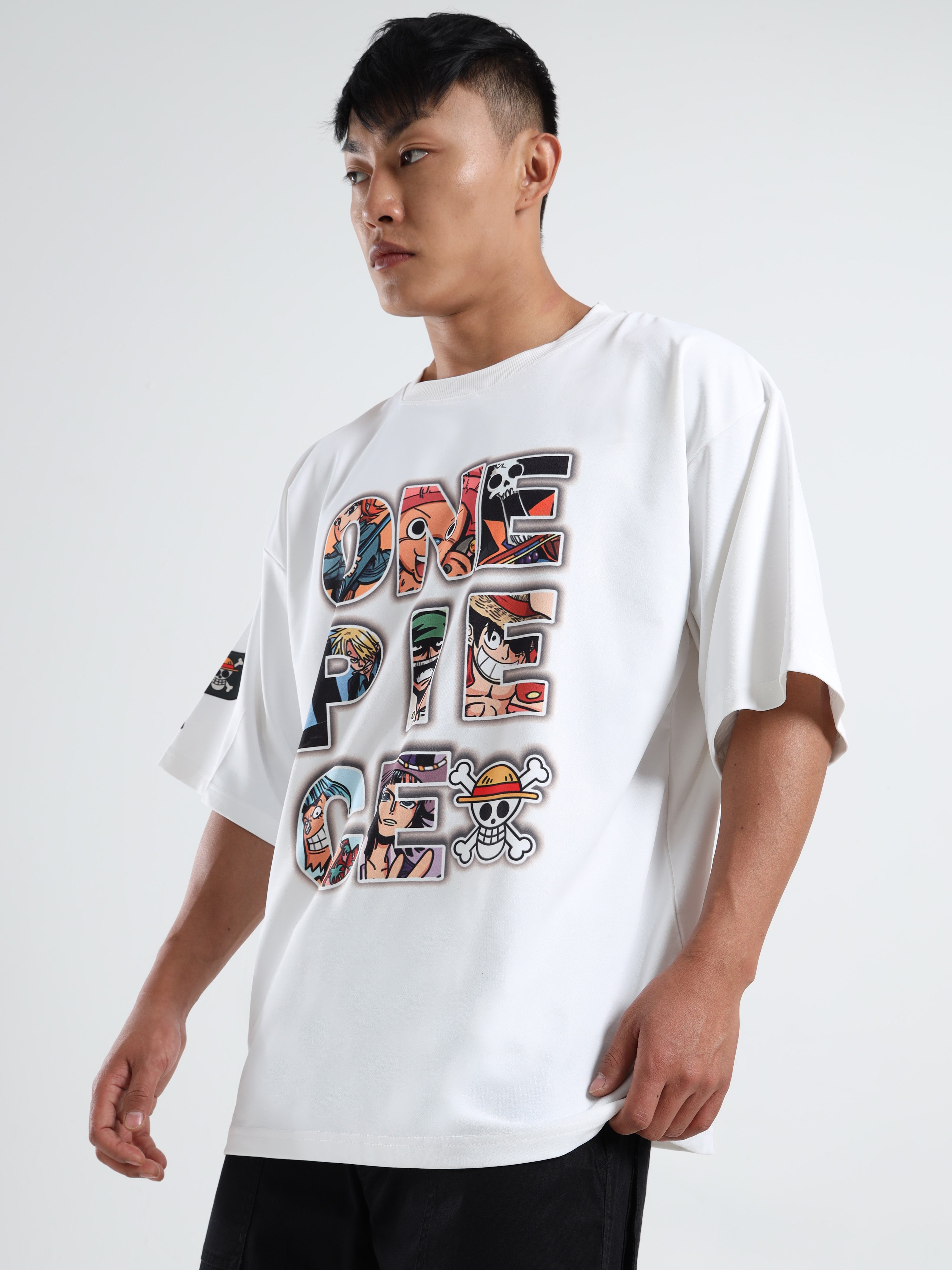 Men's White One Piece Fire Fist Ace and Yamato Oversized T-Shirt