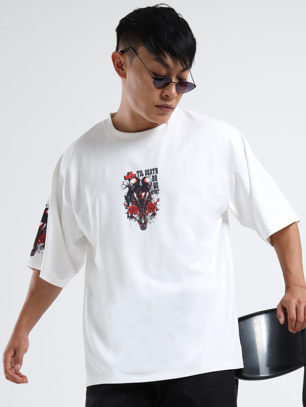 Men's Beige One Piece Fire Fist Ace and Yamato Oversized T-Shirt