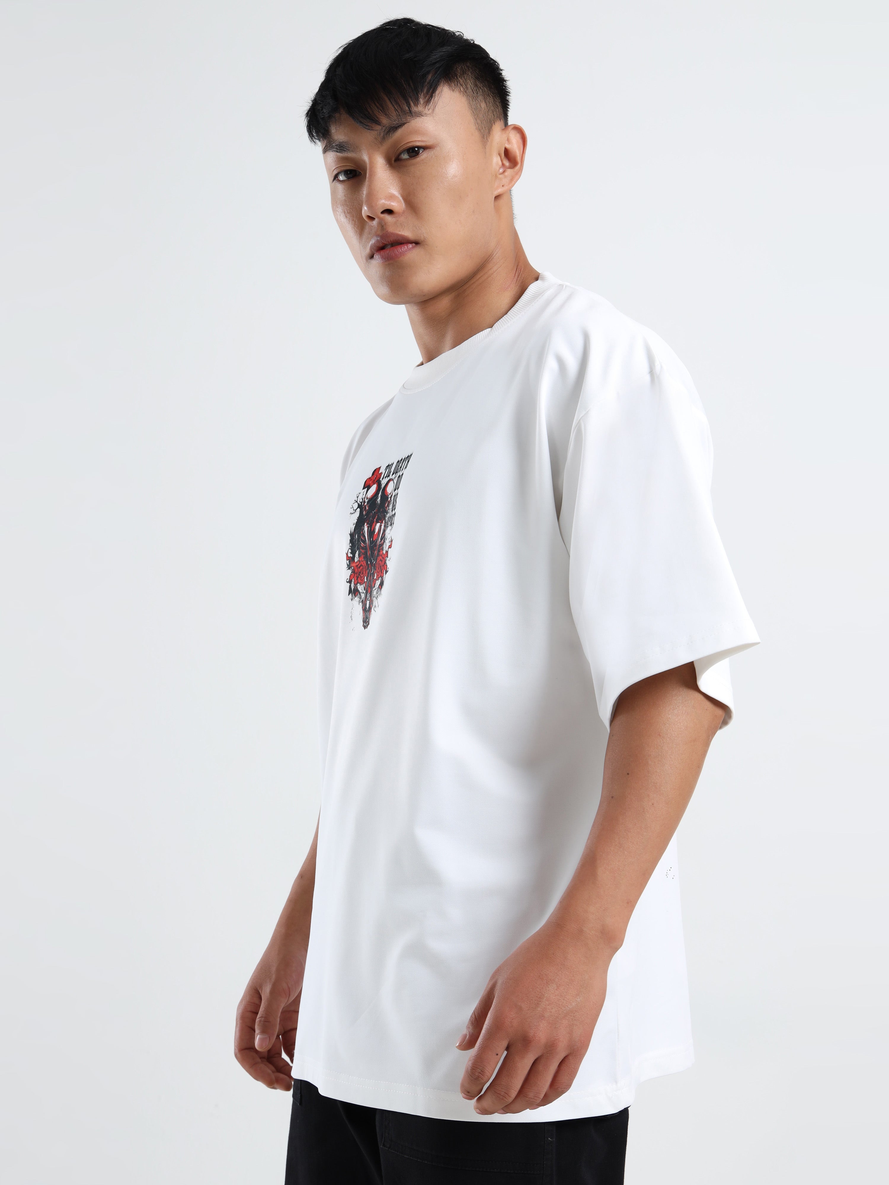 Men's Beige One Piece Fire Fist Ace and Yamato Oversized T-Shirt