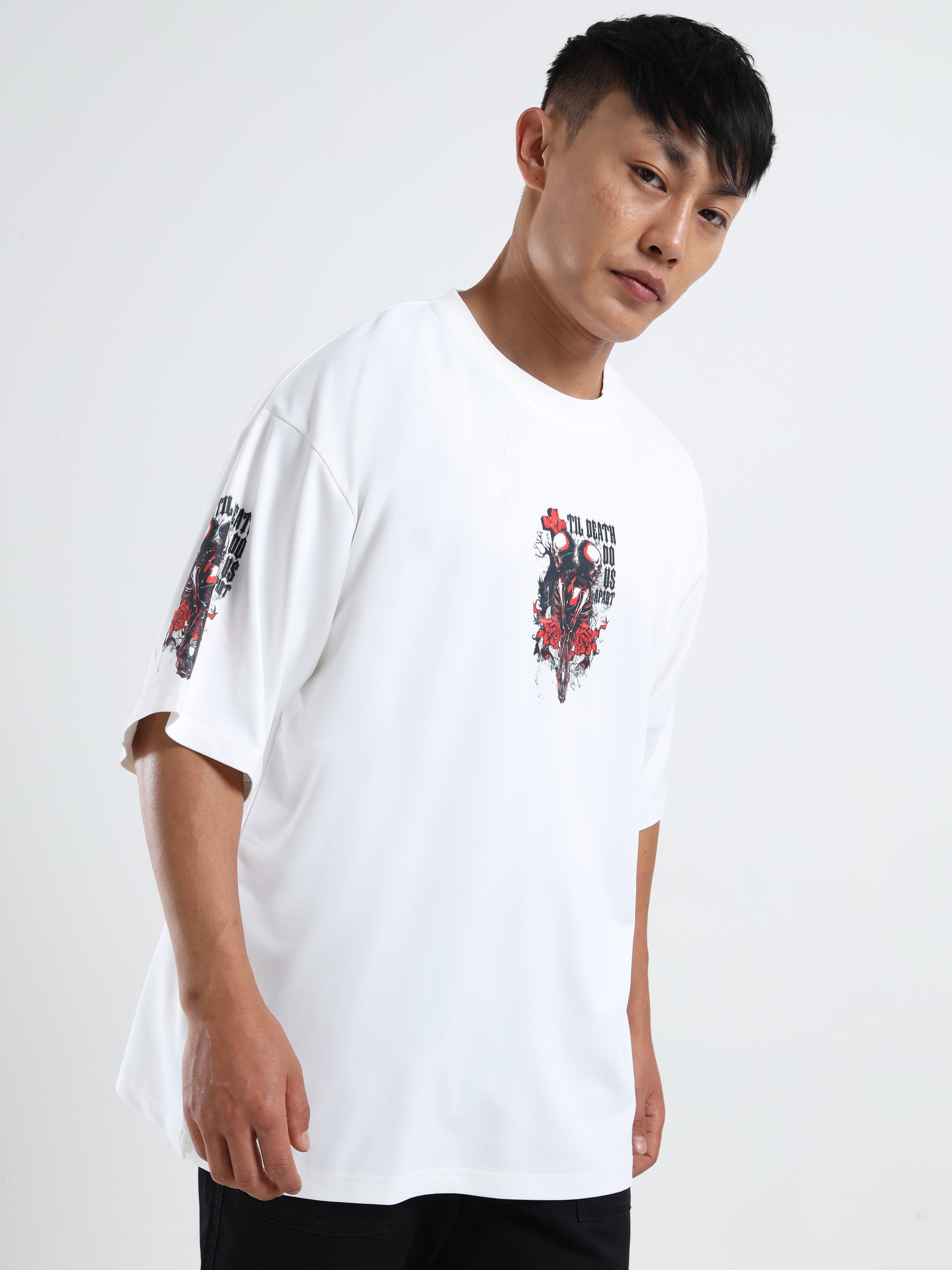Men's Beige One Piece Fire Fist Ace and Yamato Oversized T-Shirt