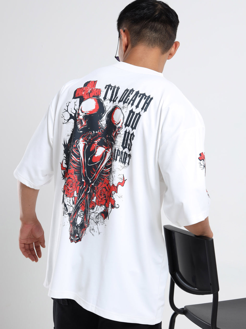 Men's Beige One Piece Fire Fist Ace and Yamato Oversized T-Shirt