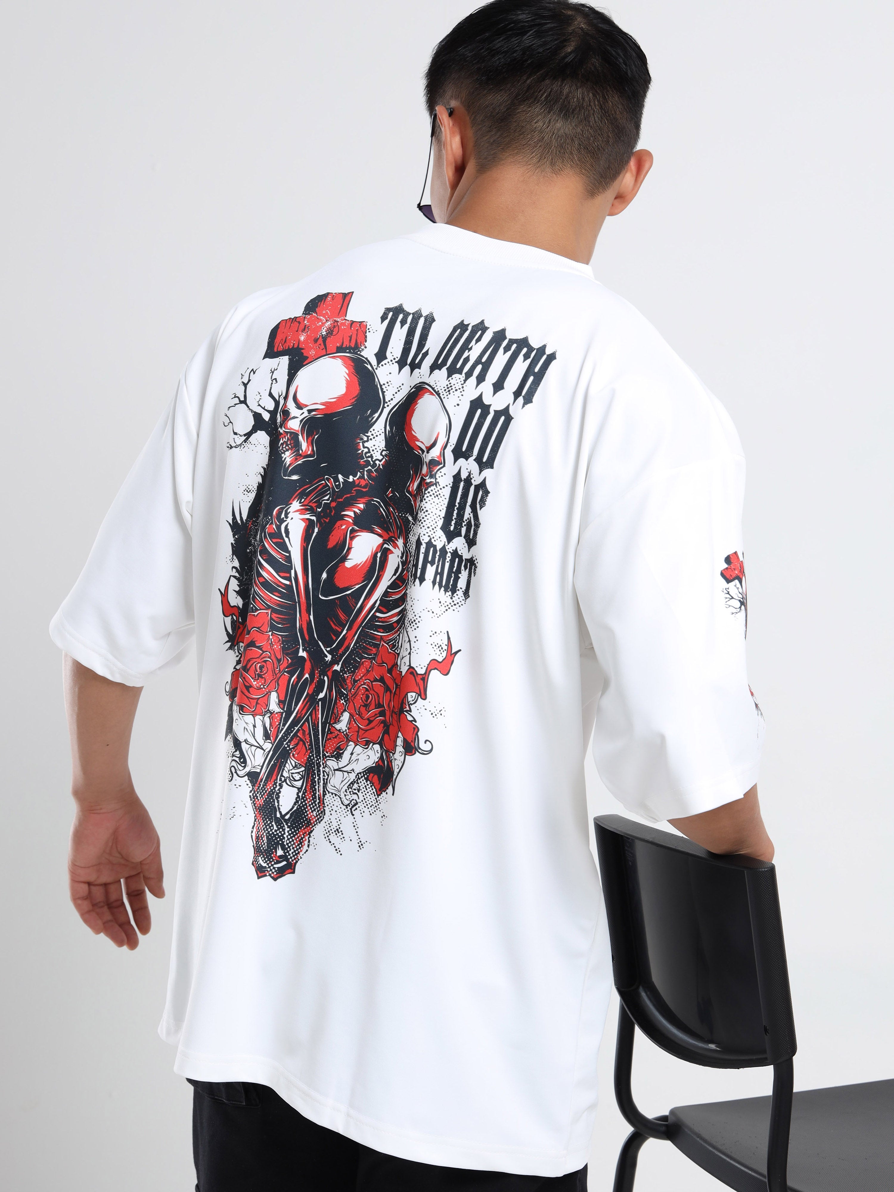 Men's Beige One Piece Fire Fist Ace and Yamato Oversized T-Shirt