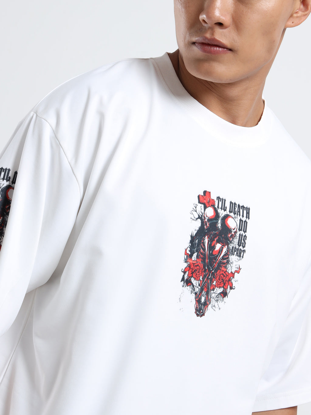 Men's Beige One Piece Fire Fist Ace and Yamato Oversized T-Shirt