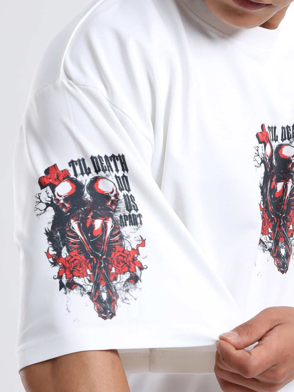 Men's Beige One Piece Fire Fist Ace and Yamato Oversized T-Shirt