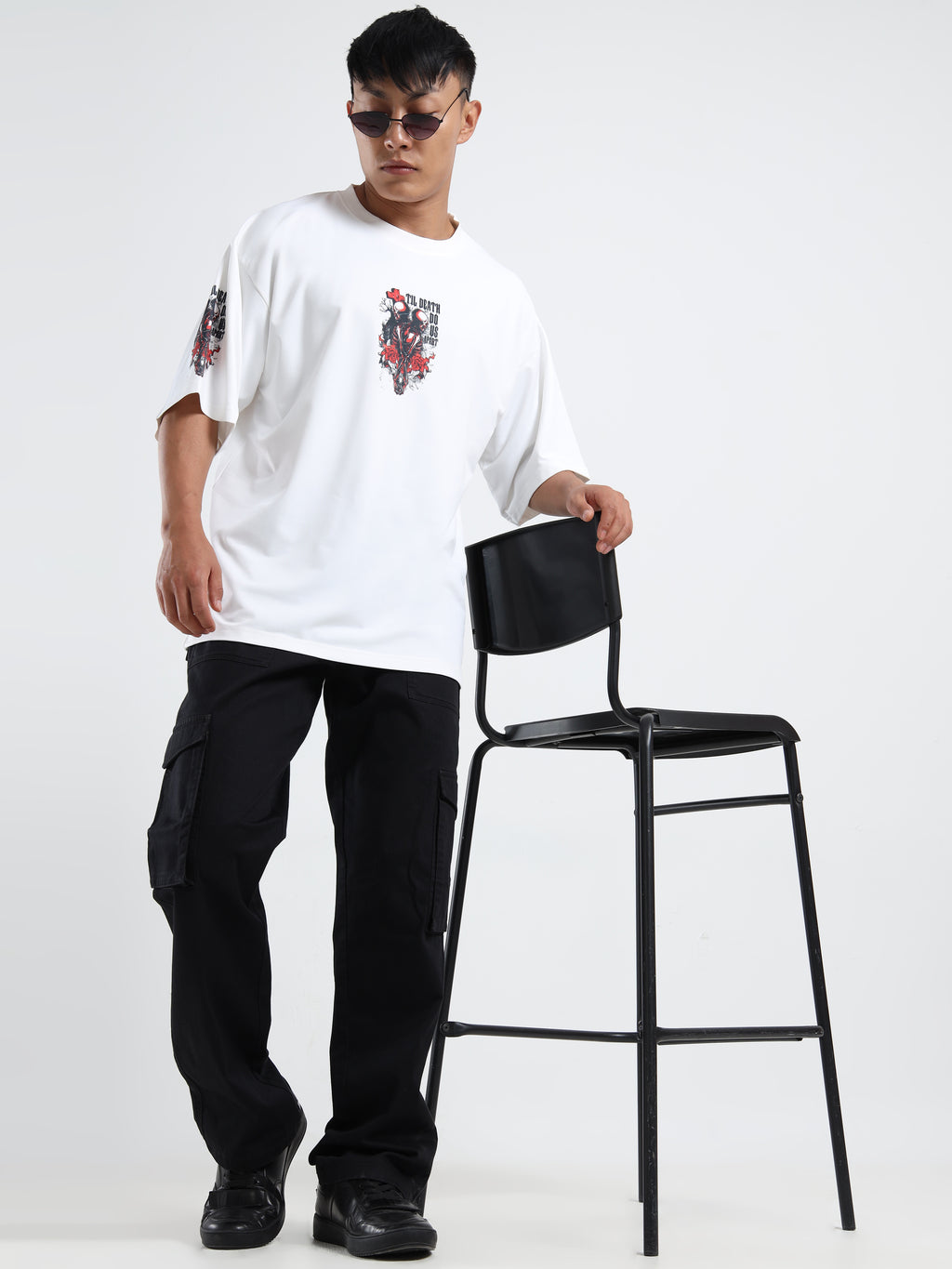 Men's Beige One Piece Fire Fist Ace and Yamato Oversized T-Shirt