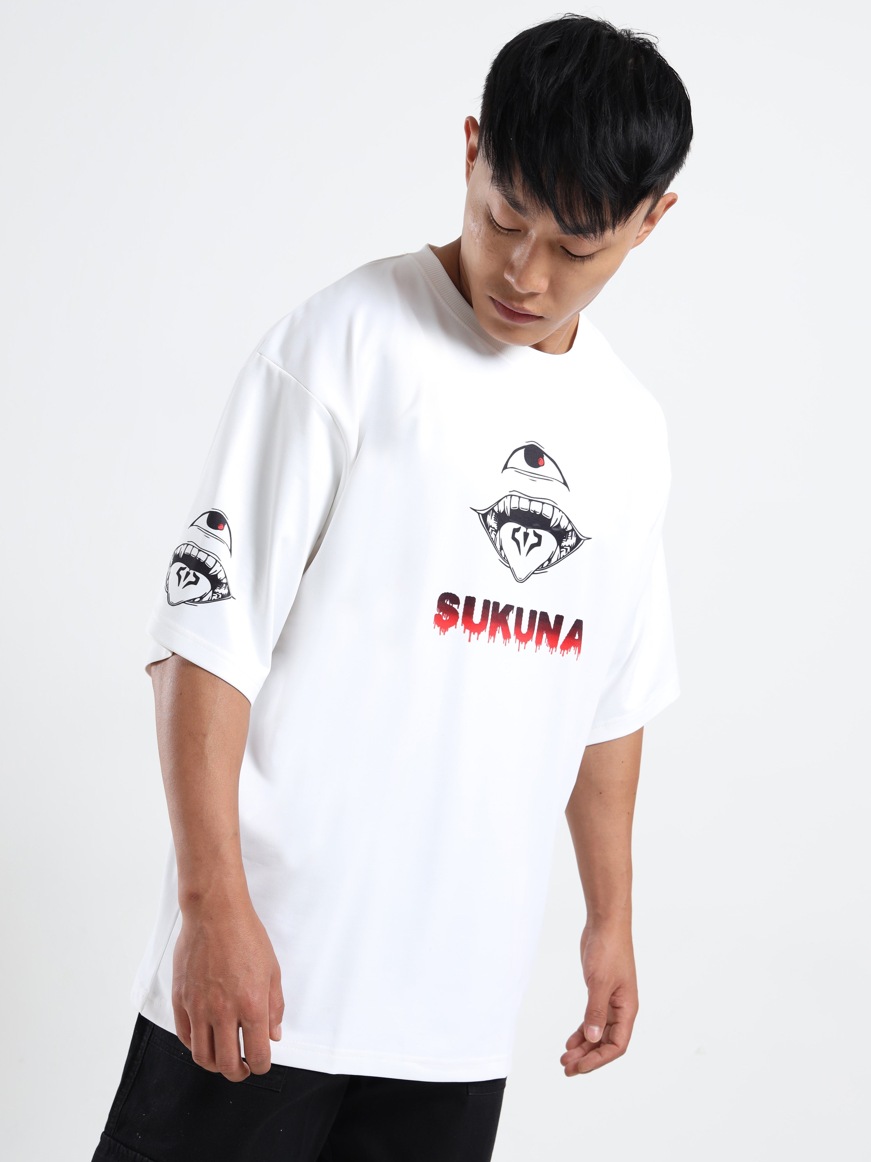 Men's White Ace and Yamato Fire Fist Oversized T-Shirt