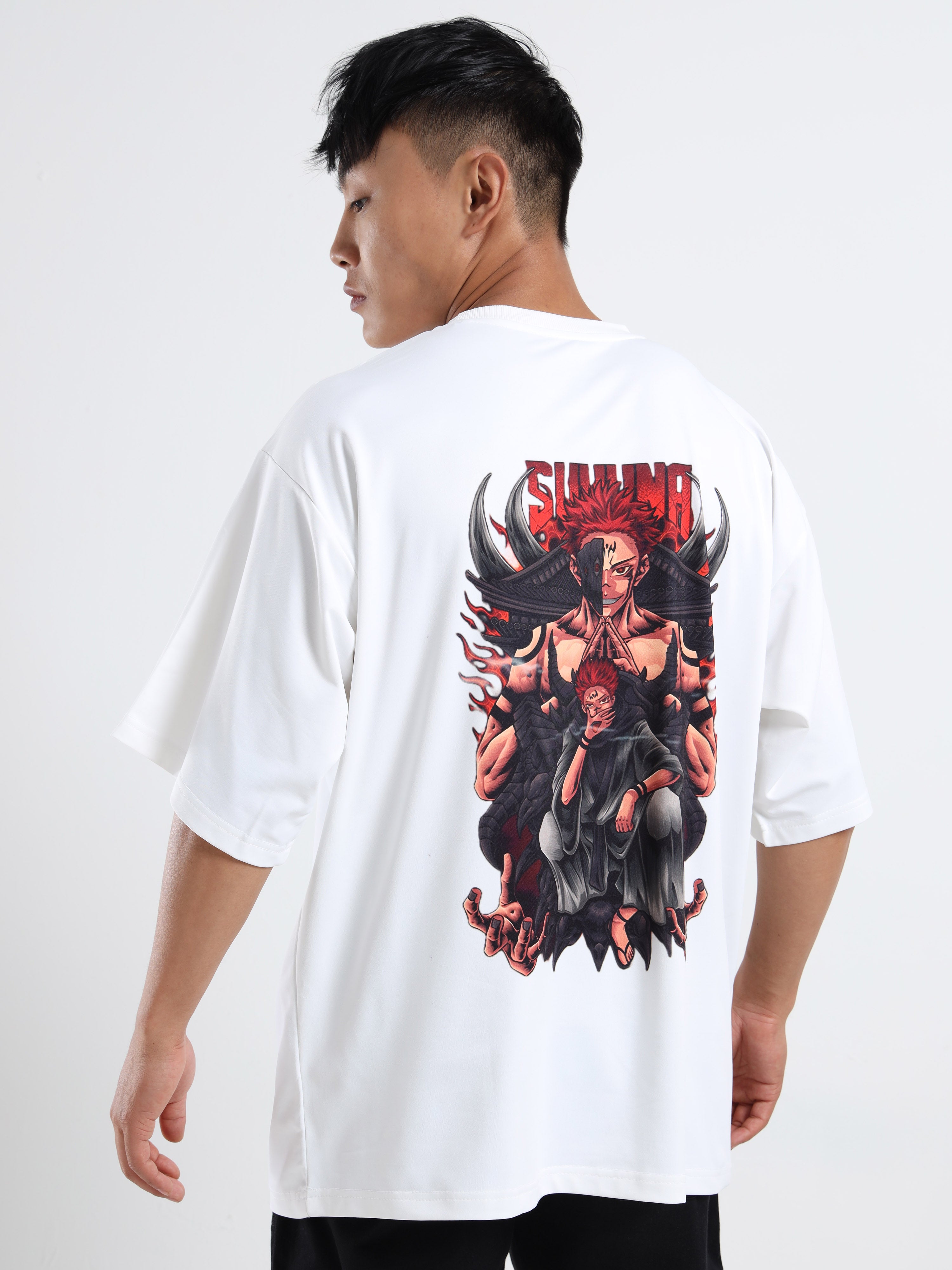 Men's White Ace and Yamato Fire Fist Oversized T-Shirt