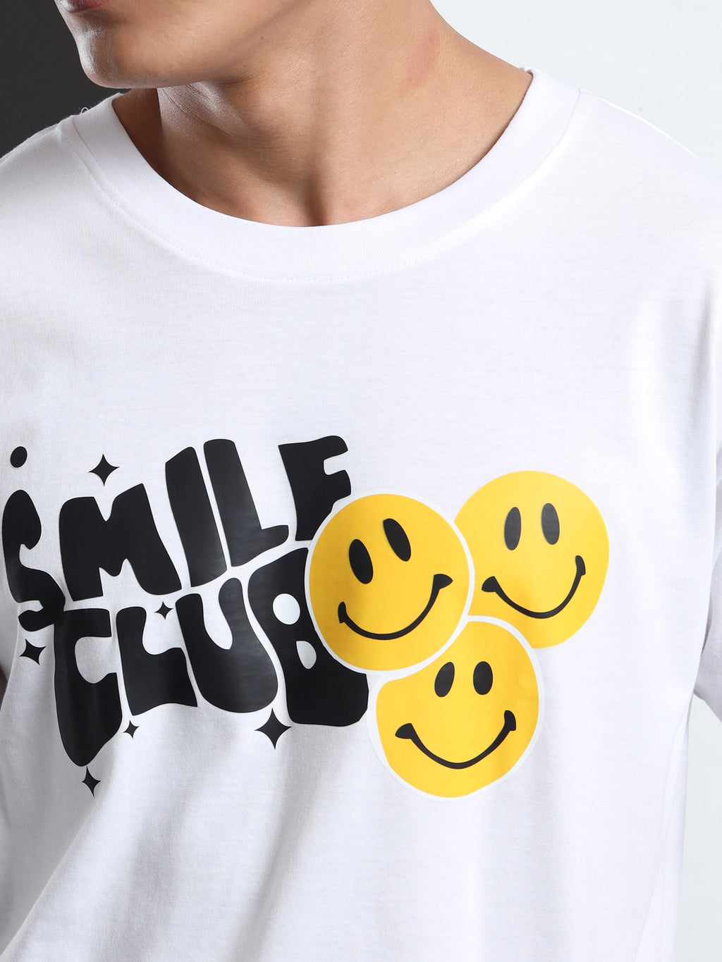 Men's White Smile Club Graphic T-Shirt