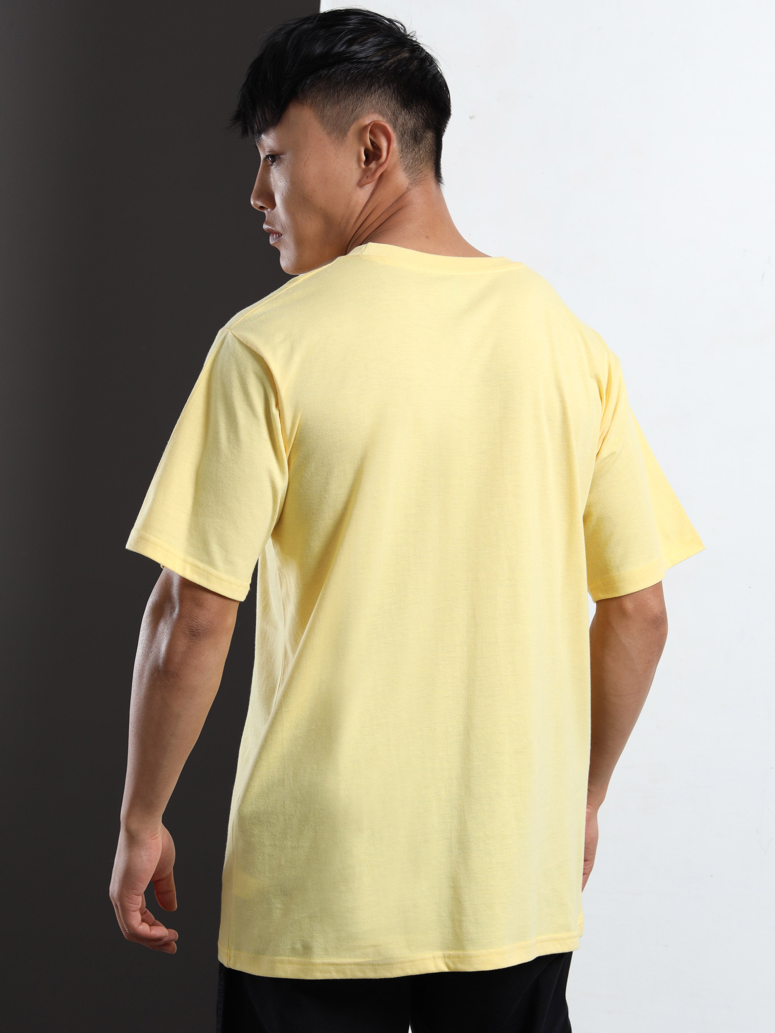 Men's Light Yellow Graphic Printed T-Shirt