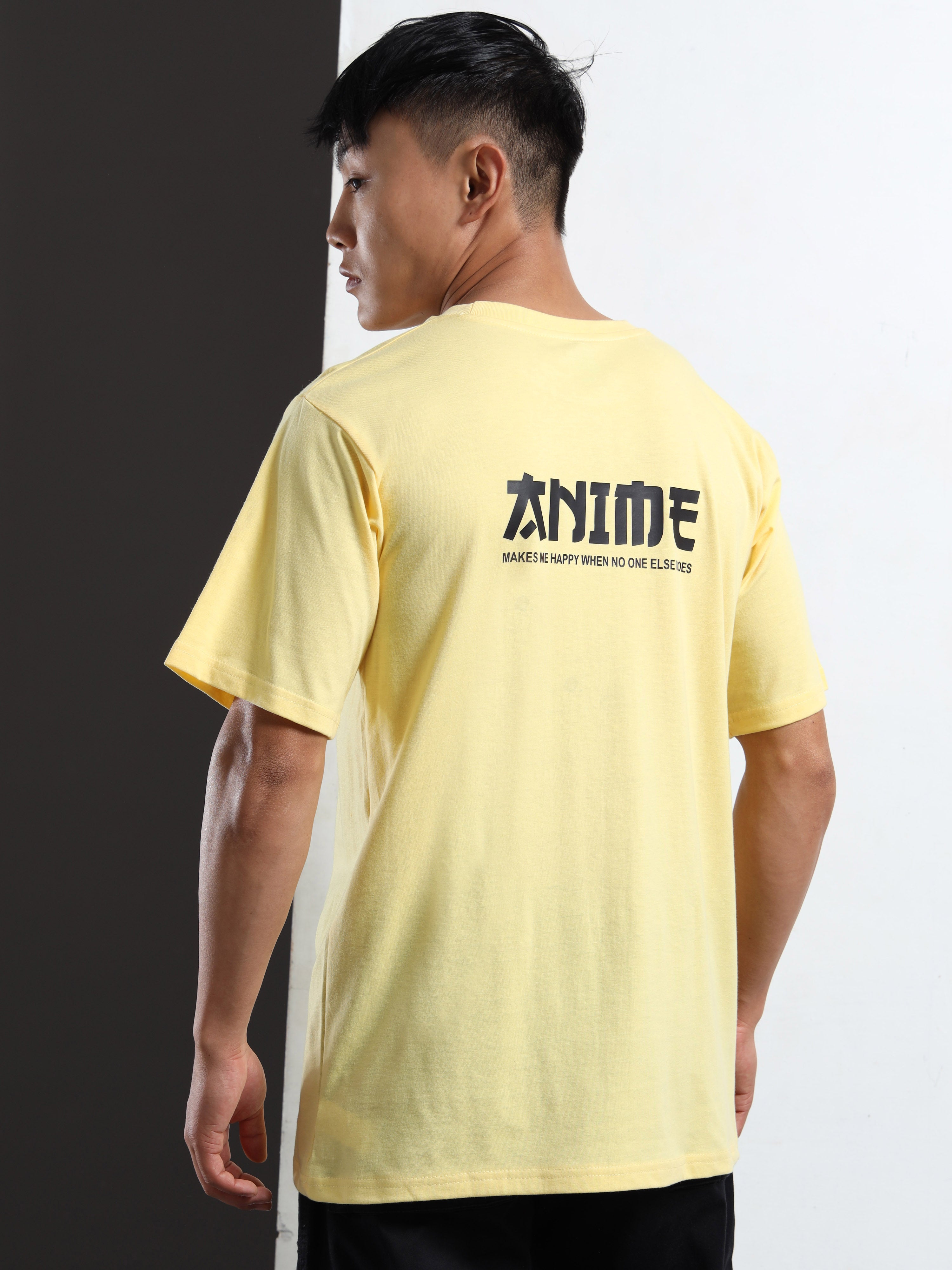 Men's Light Yellow One Piece Anime Graphic T-Shirt