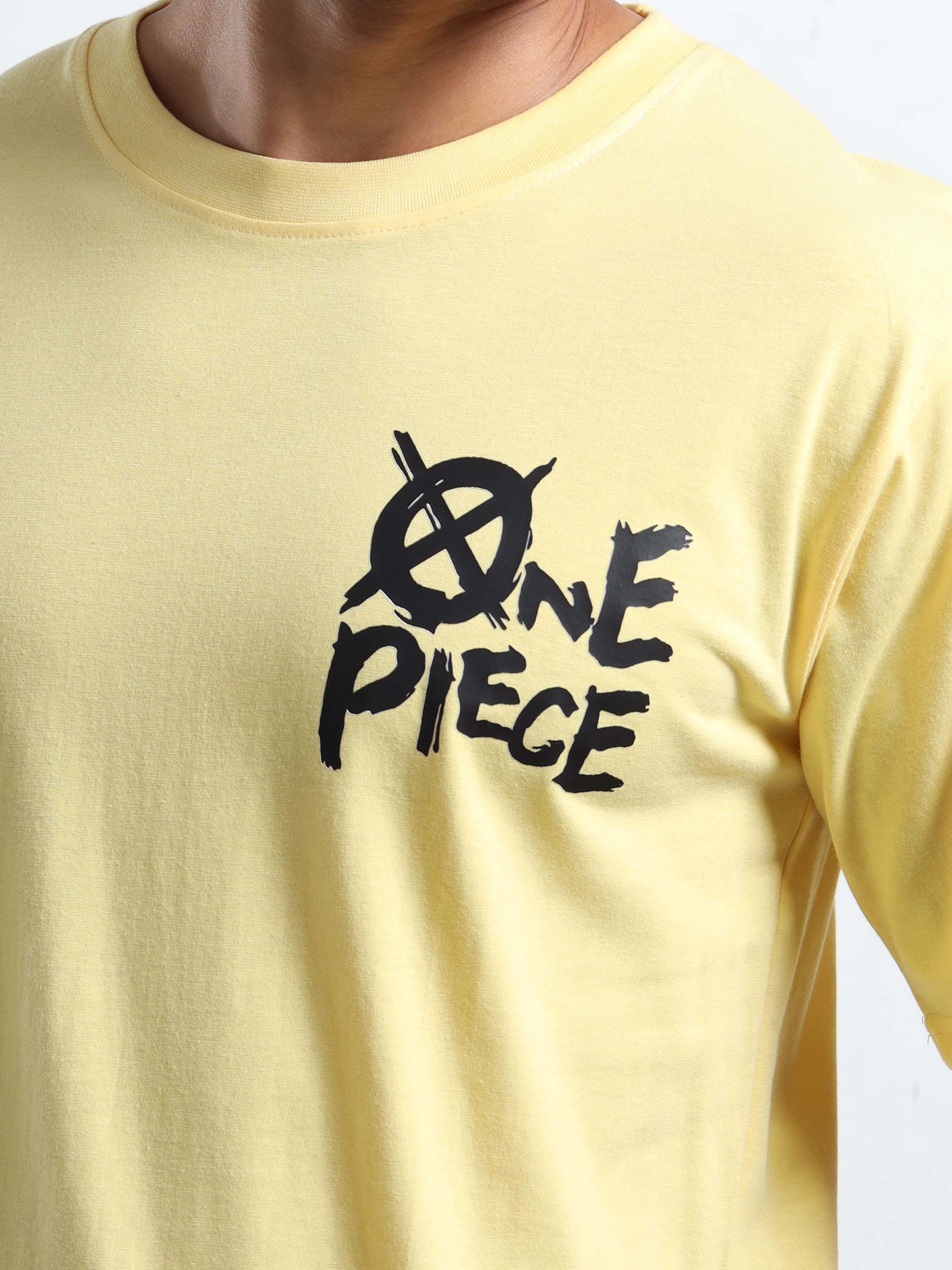 Men's Light Yellow One Piece Anime Graphic T-Shirt