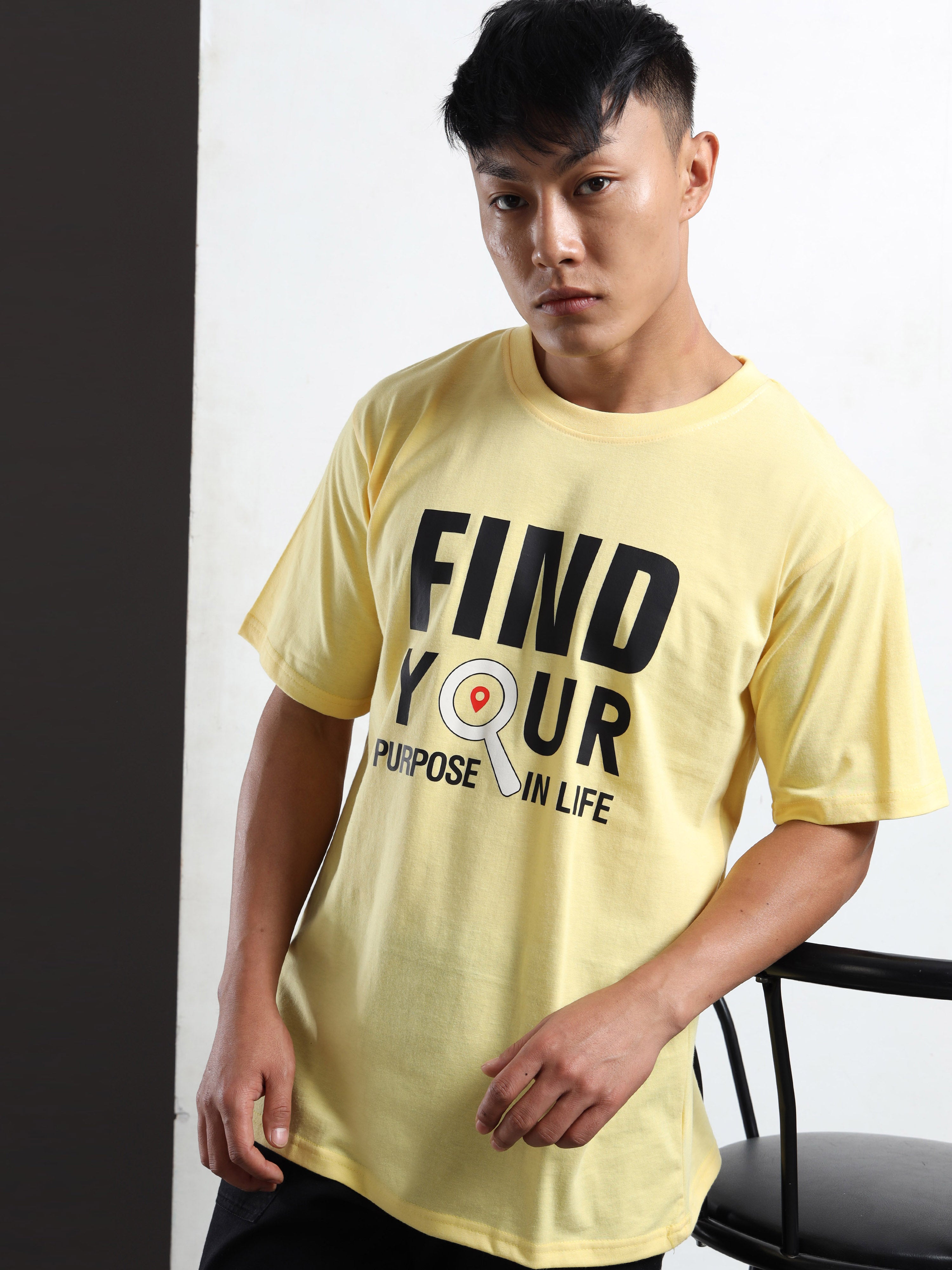 Men's Light Yellow Find Your Purpose Graphic T-Shirt