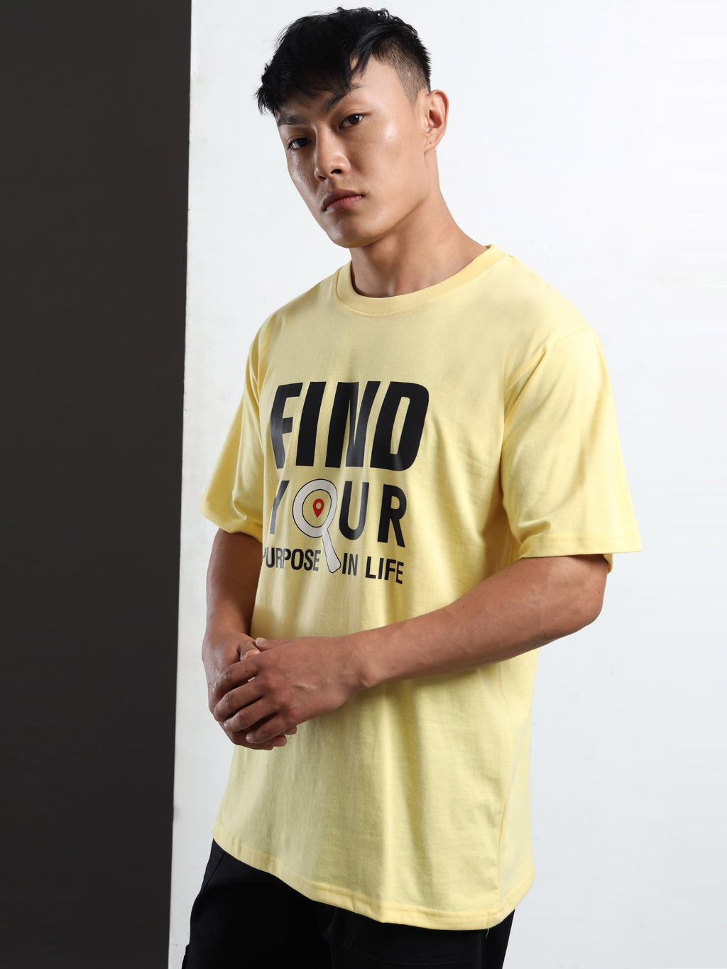 Men's Light Yellow Find Your Purpose Graphic T-Shirt