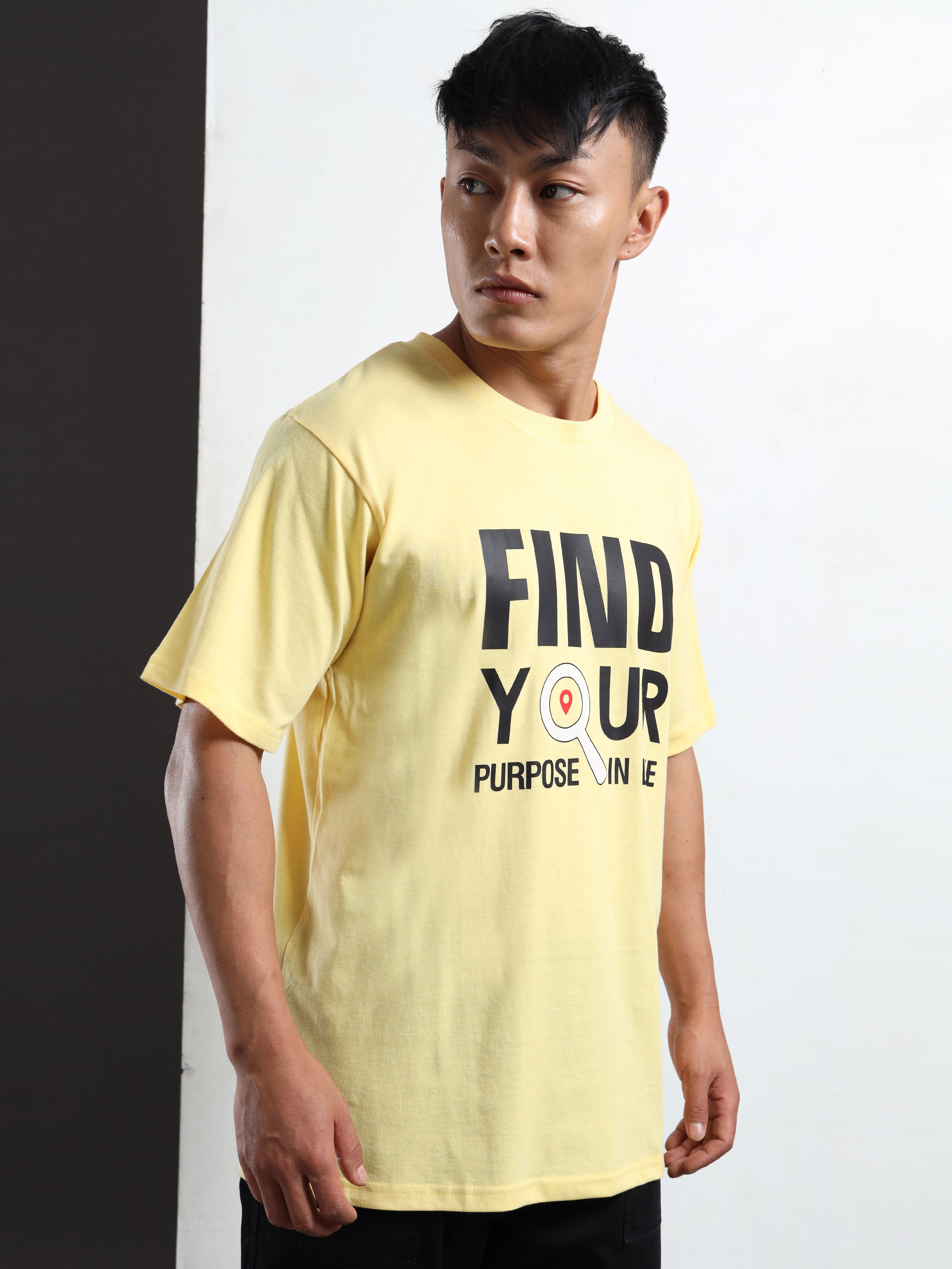 Men's Light Yellow Find Your Purpose Graphic T-Shirt