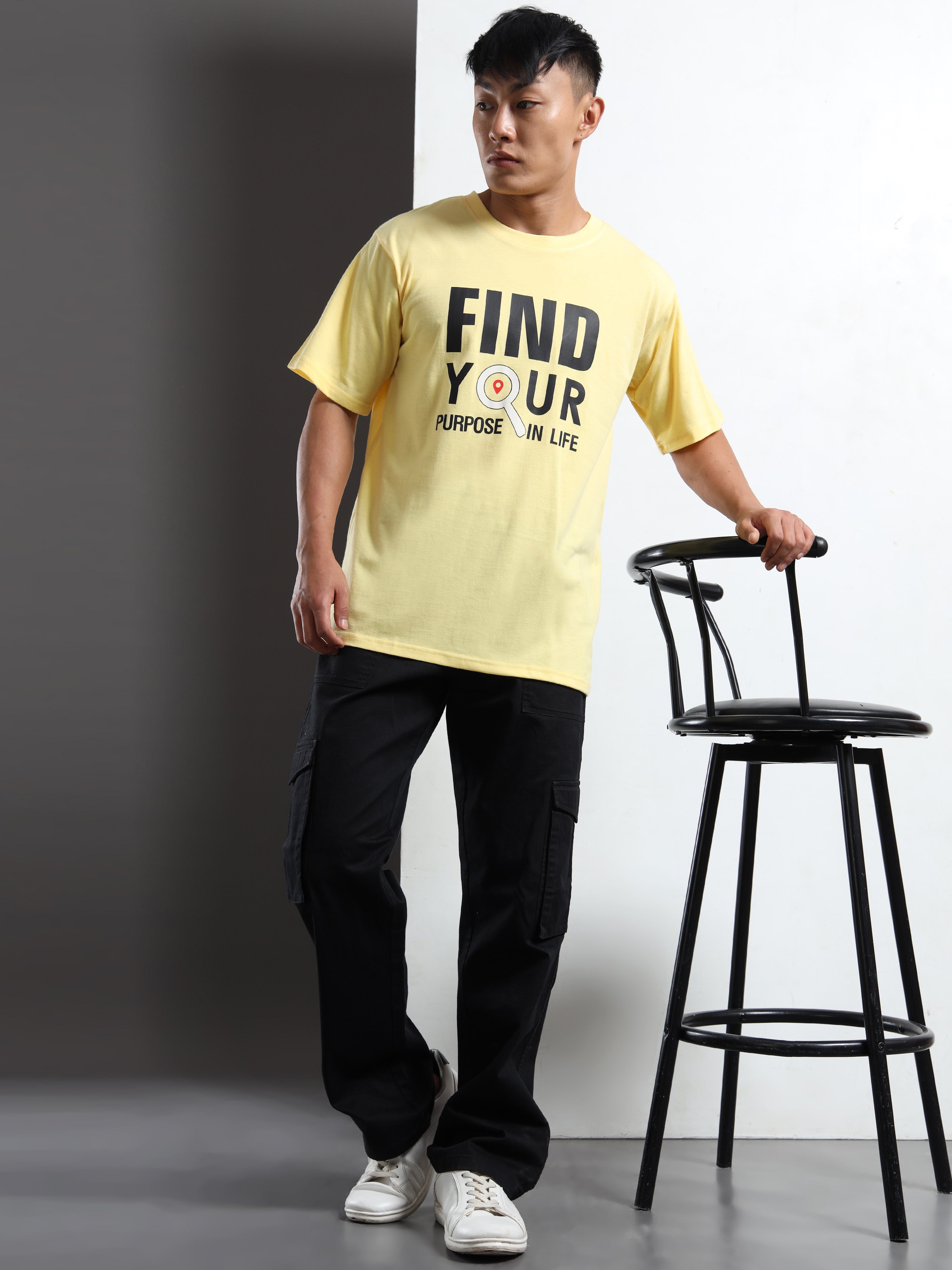 Men's Light Yellow Find Your Purpose Graphic T-Shirt