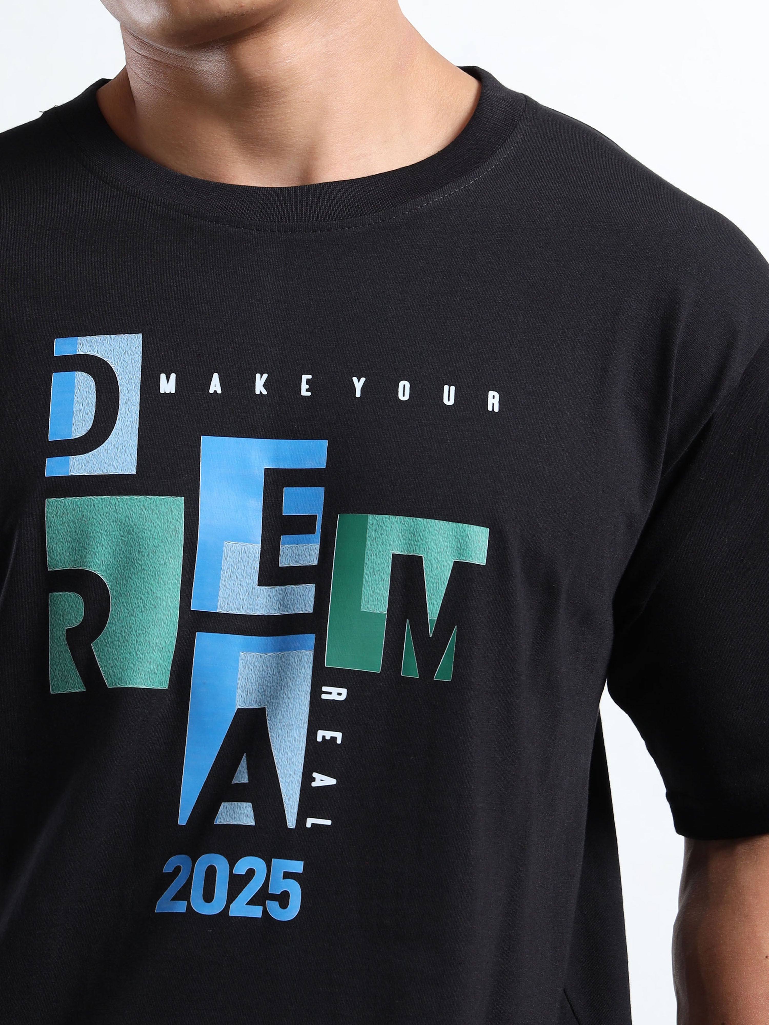 Men's Black and Blue Dream Graphic T-Shirt