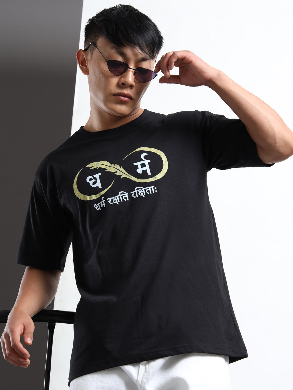 Men's Black and Gold Dharma Infinity Sanskrit T-Shirt