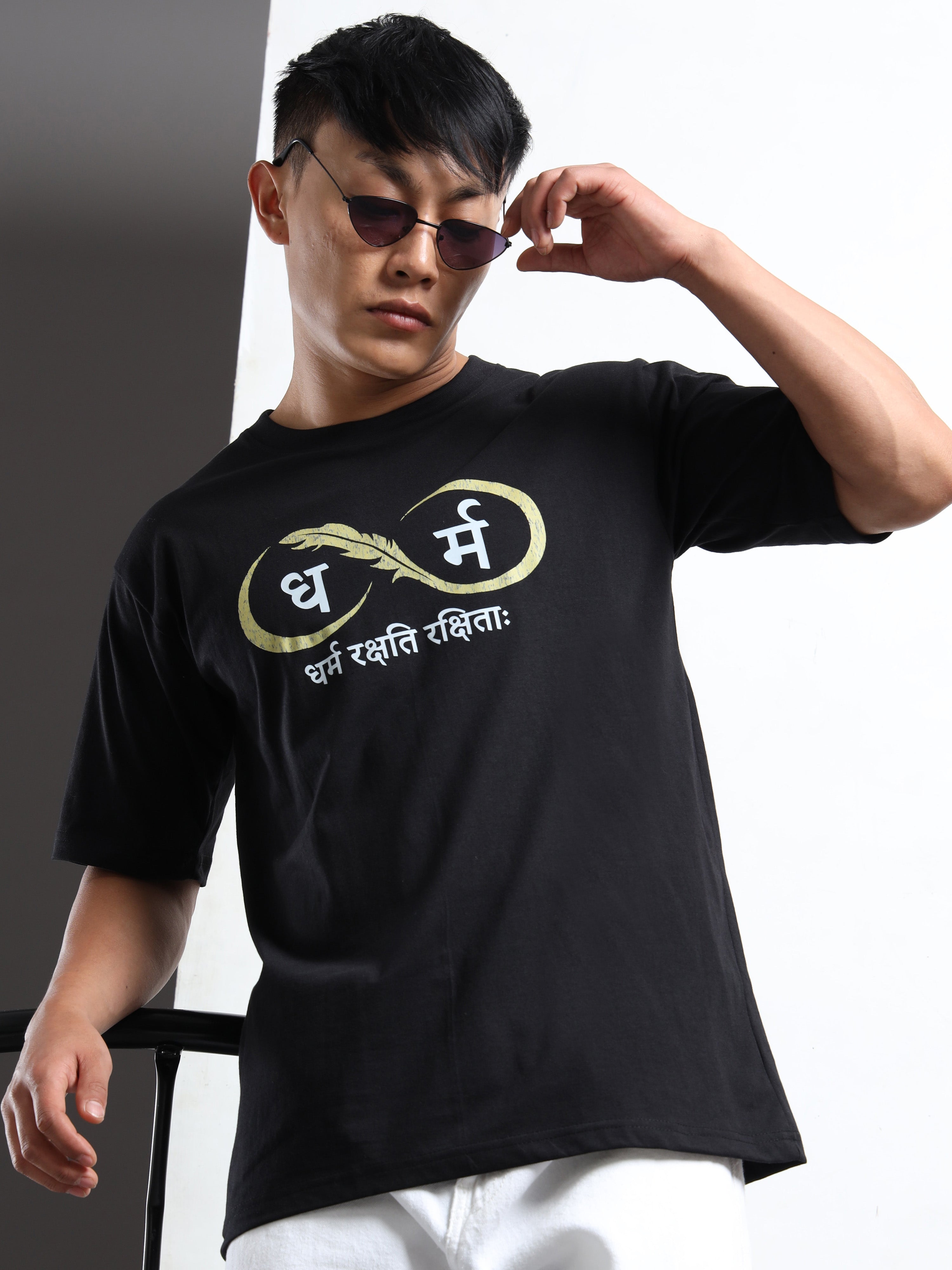 Men's Black and Gold Dharma Infinity Sanskrit T-Shirt