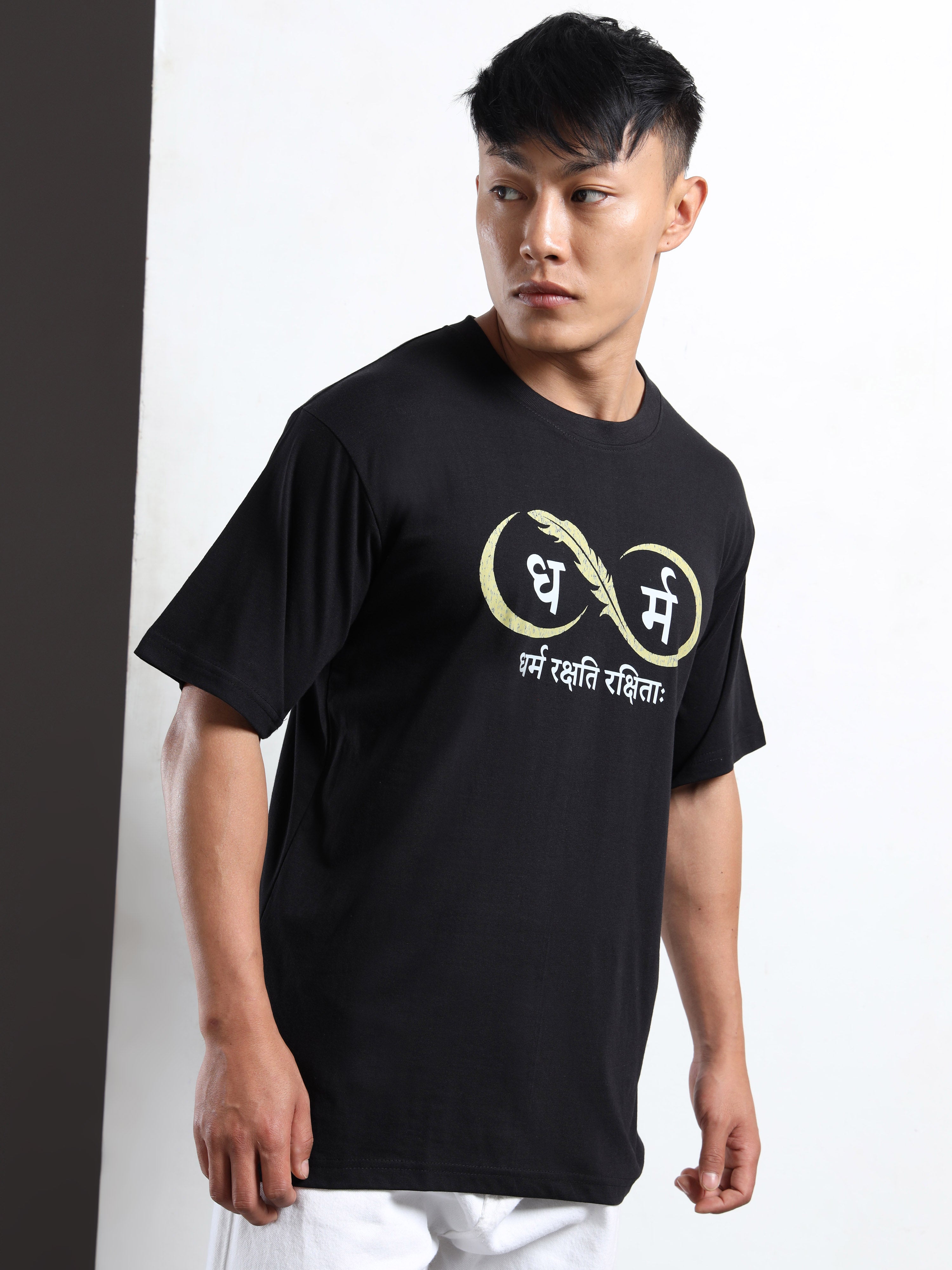 Men's Black and Gold Dharma Infinity Sanskrit T-Shirt