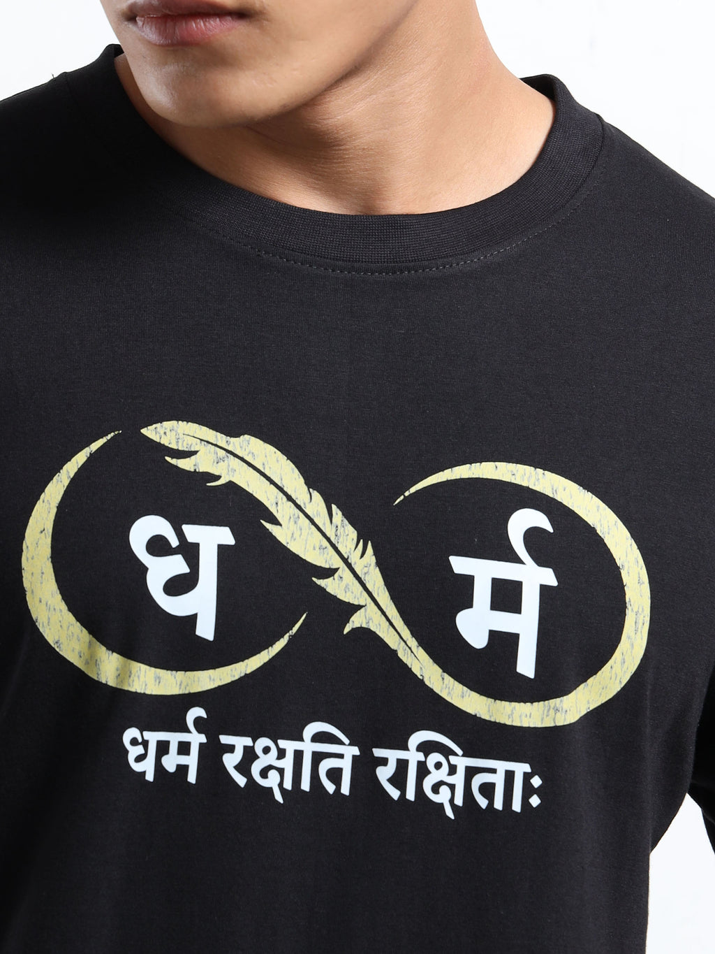 Men's Black and Gold Dharma Infinity Sanskrit T-Shirt