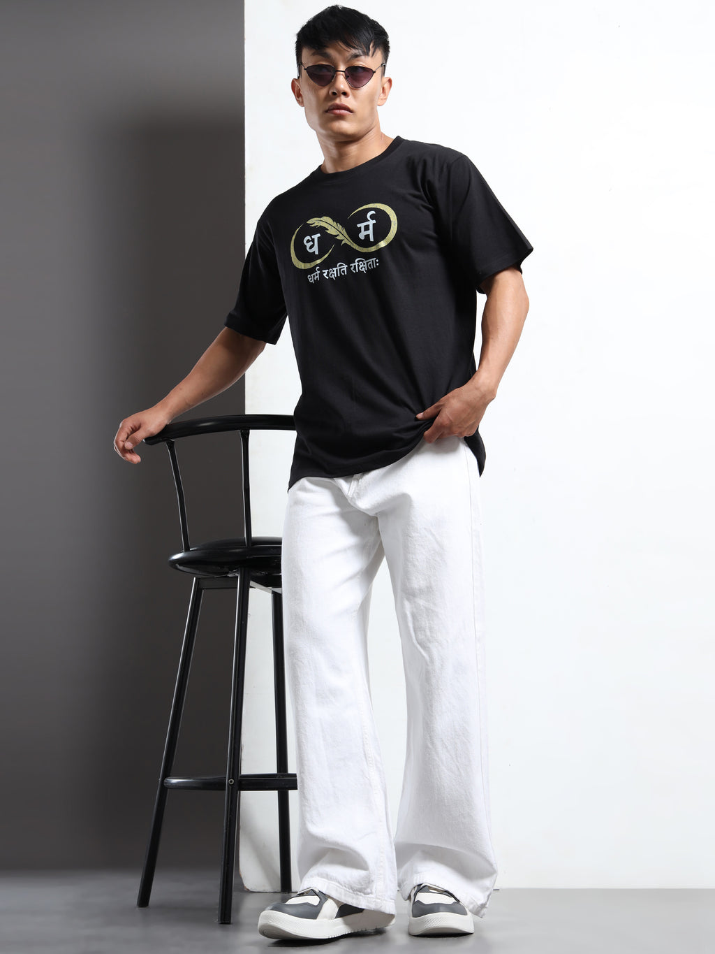 Men's Black and Gold Dharma Infinity Sanskrit T-Shirt
