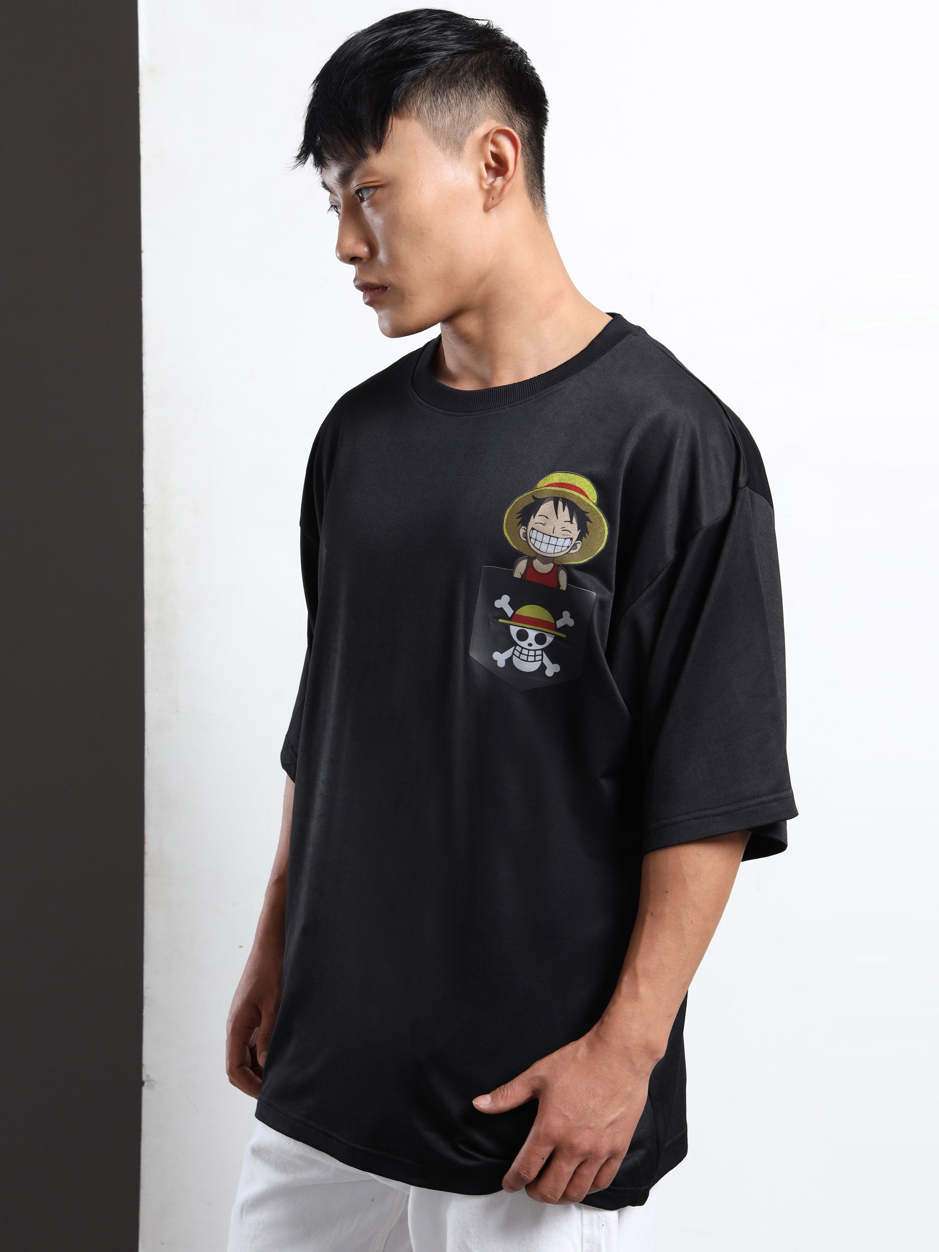 Men's Black One Piece Wano Arc Oversized T-Shirt