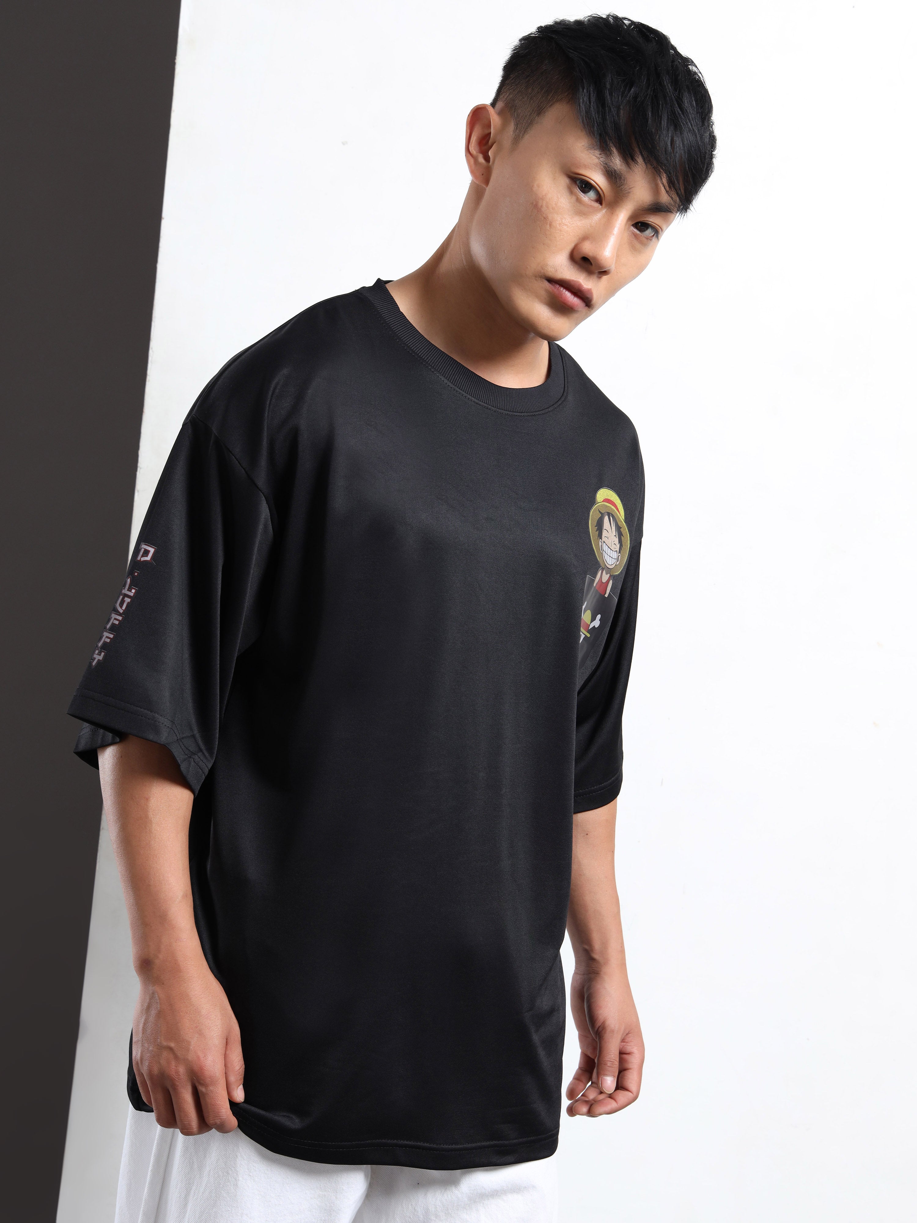 Men's Black One Piece Wano Arc Oversized T-Shirt