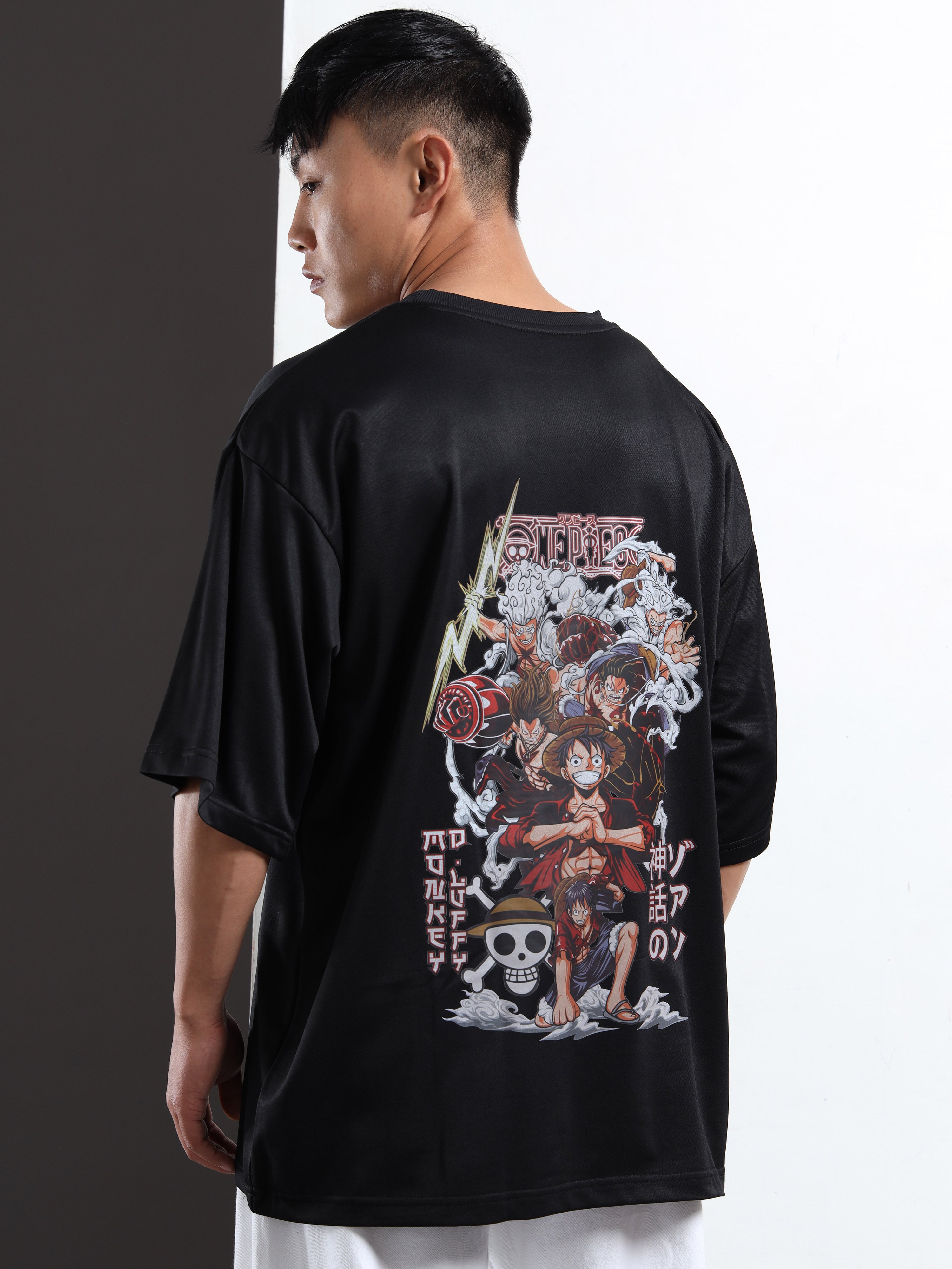 Men's Black One Piece Wano Arc Oversized T-Shirt