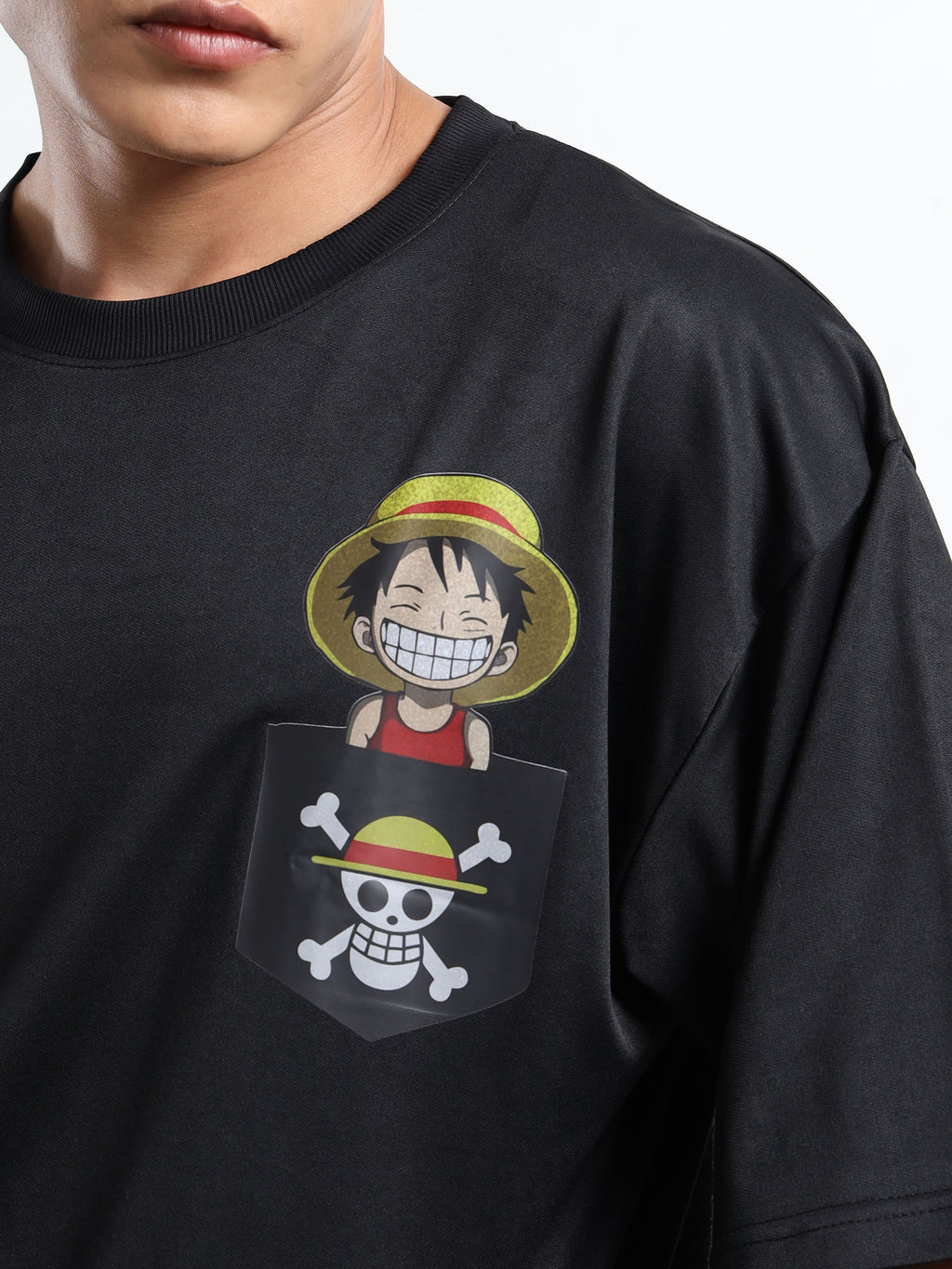 Men's Black One Piece Wano Arc Oversized T-Shirt
