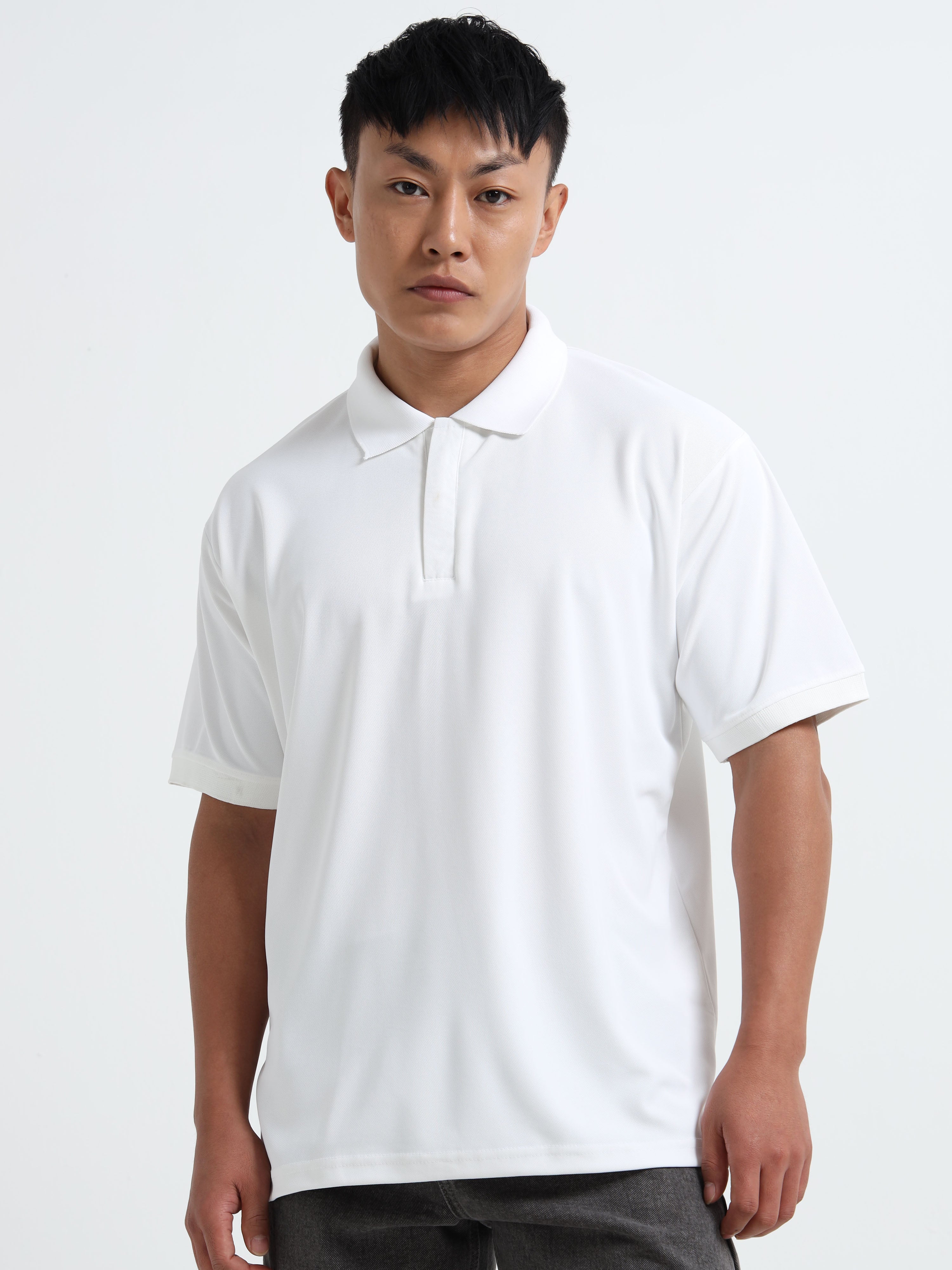 Men’s Classic Solid White Polo T-Shirt