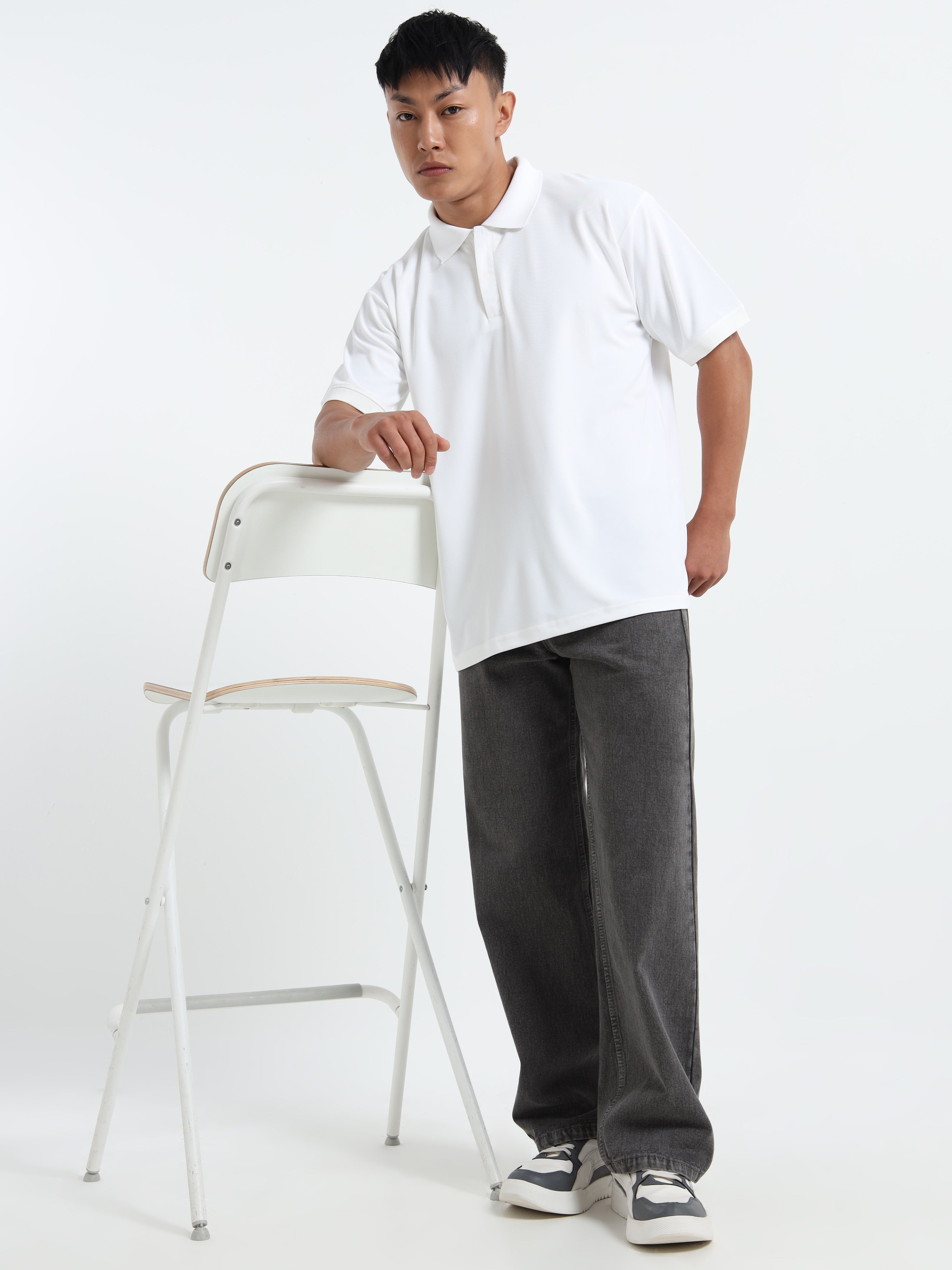 Men’s Classic Solid White Polo T-Shirt