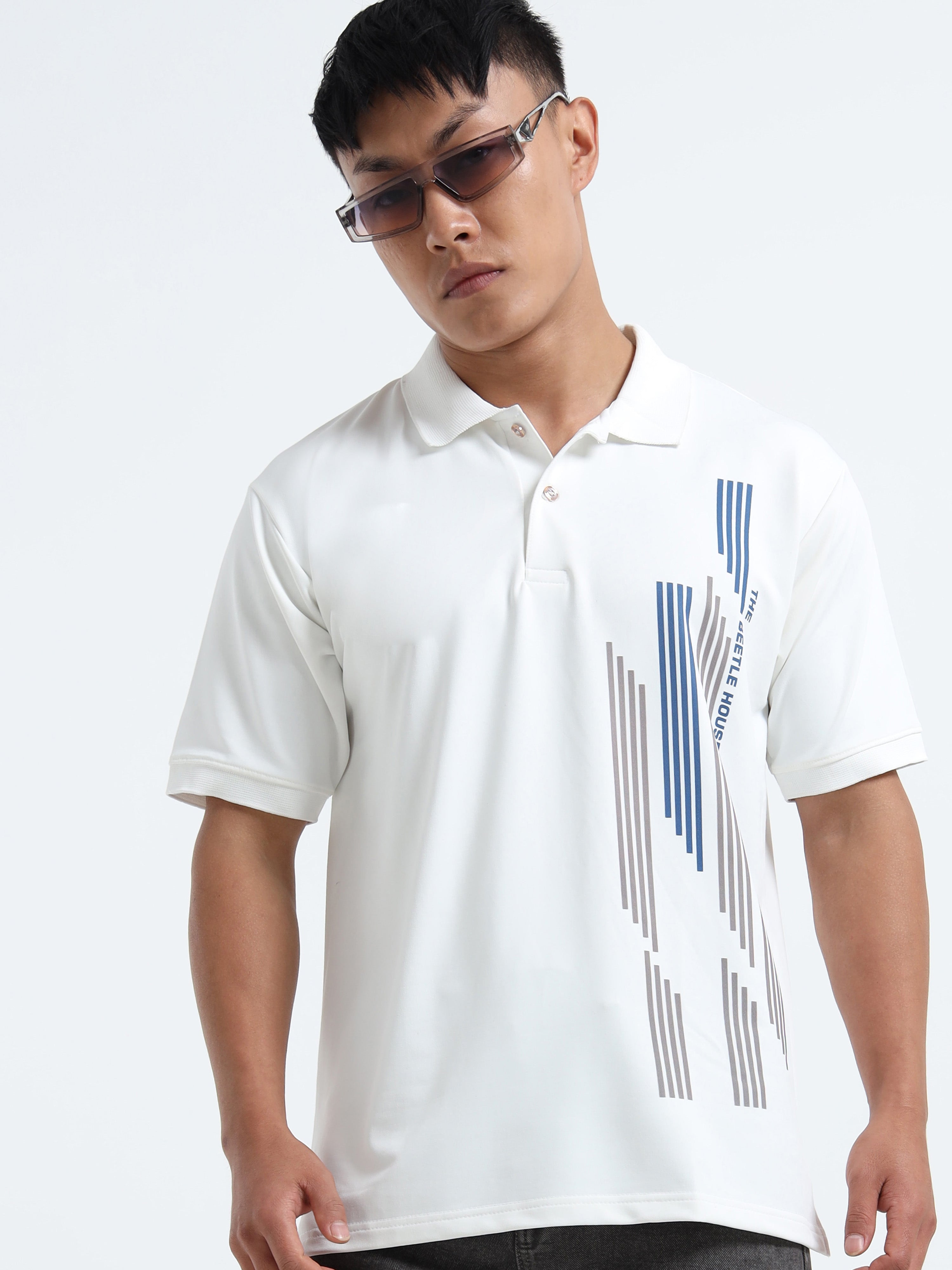Men Graphic Printed Polo Collar T-shirt
