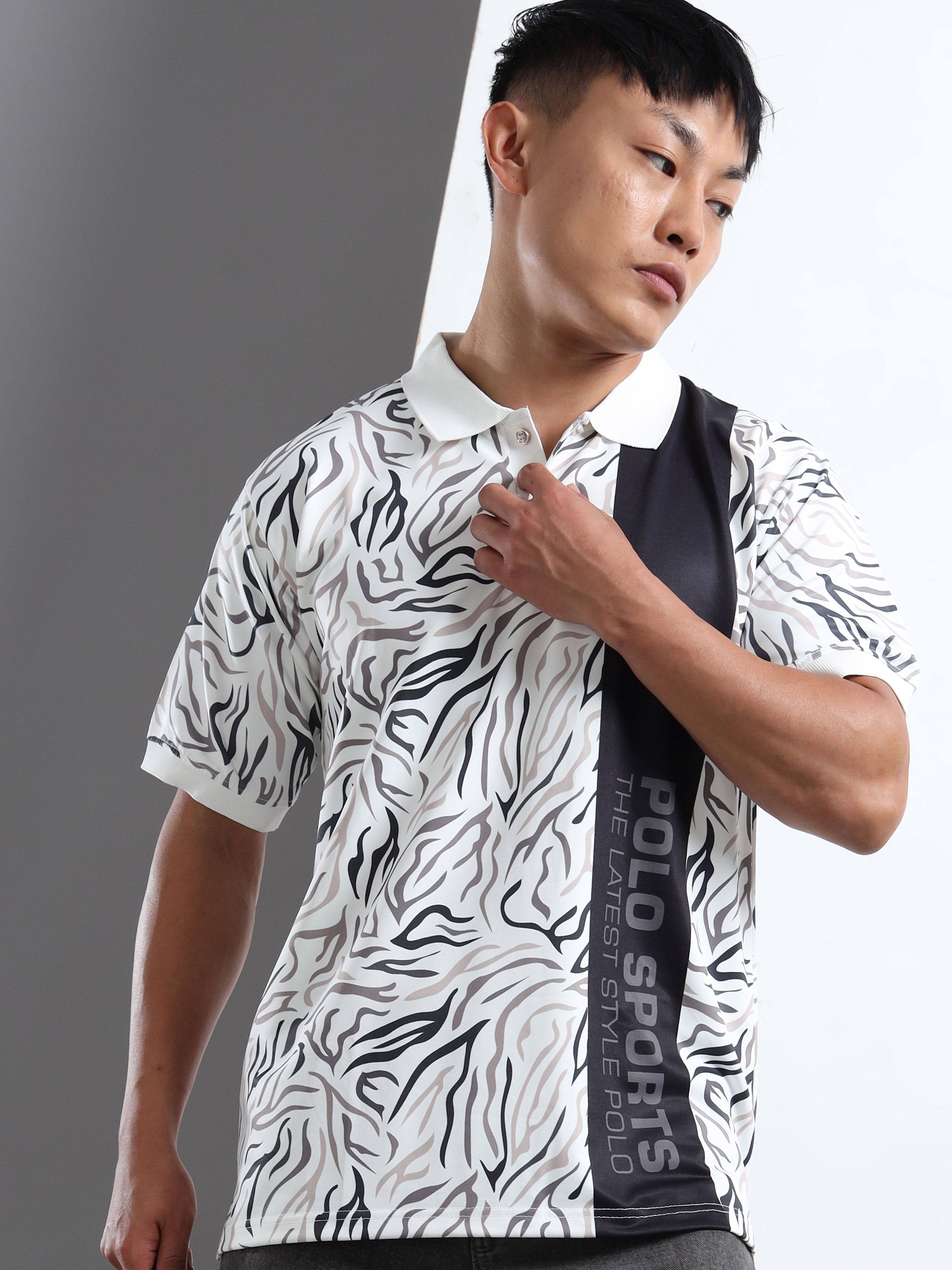 Men’s Zebra Print Polo Sports T-Shirt