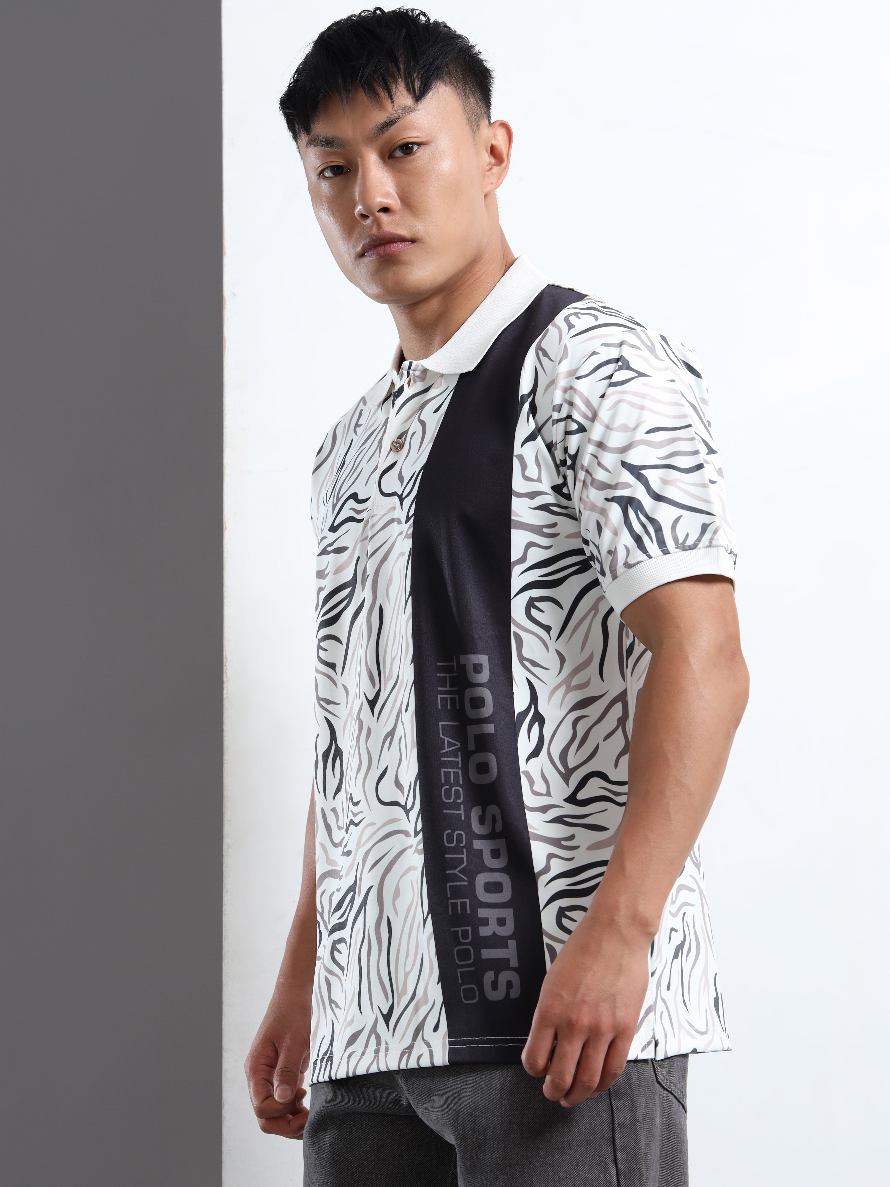 Men’s Zebra Print Polo Sports T-Shirt