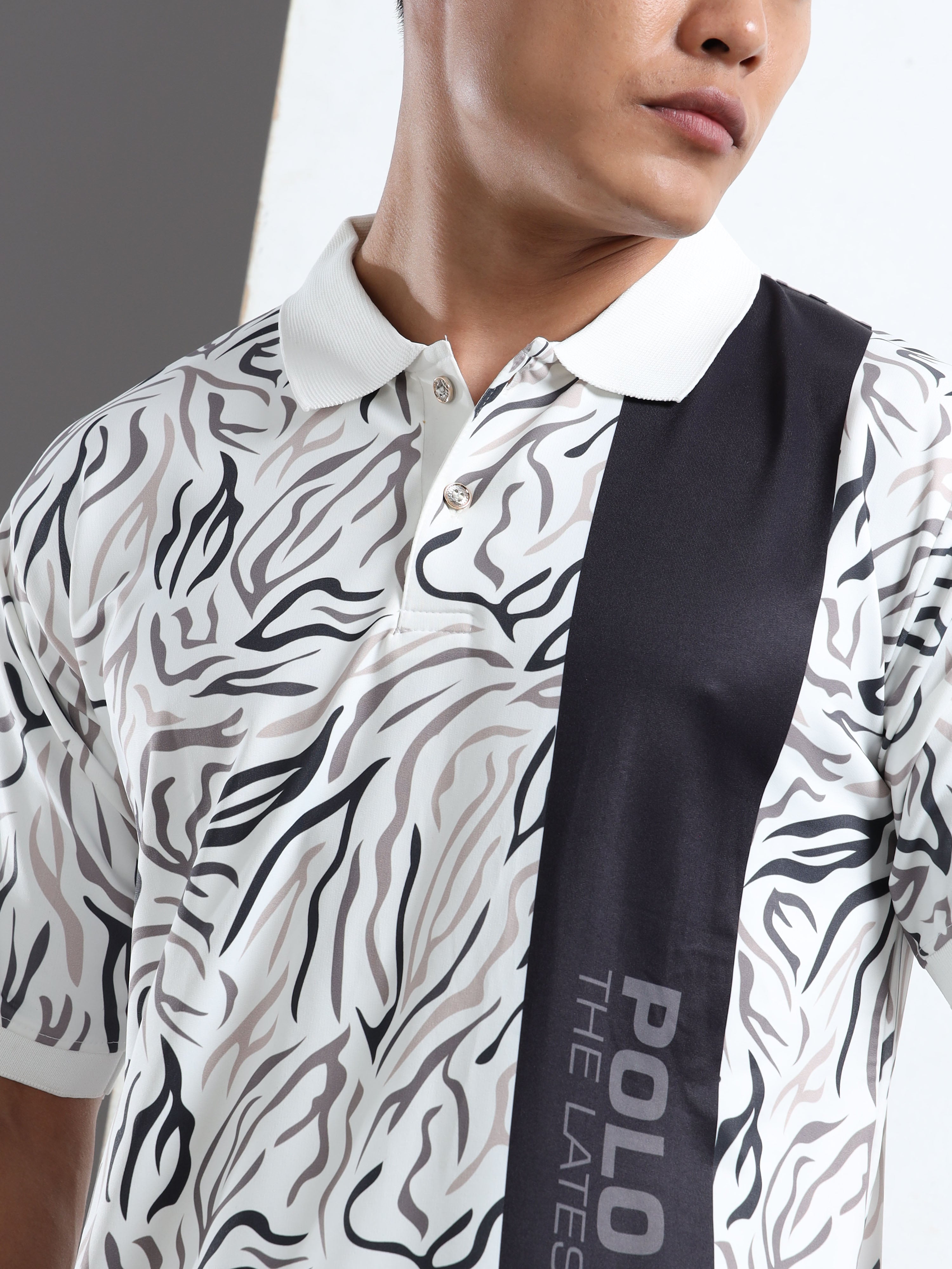 Men’s Zebra Print Polo Sports T-Shirt