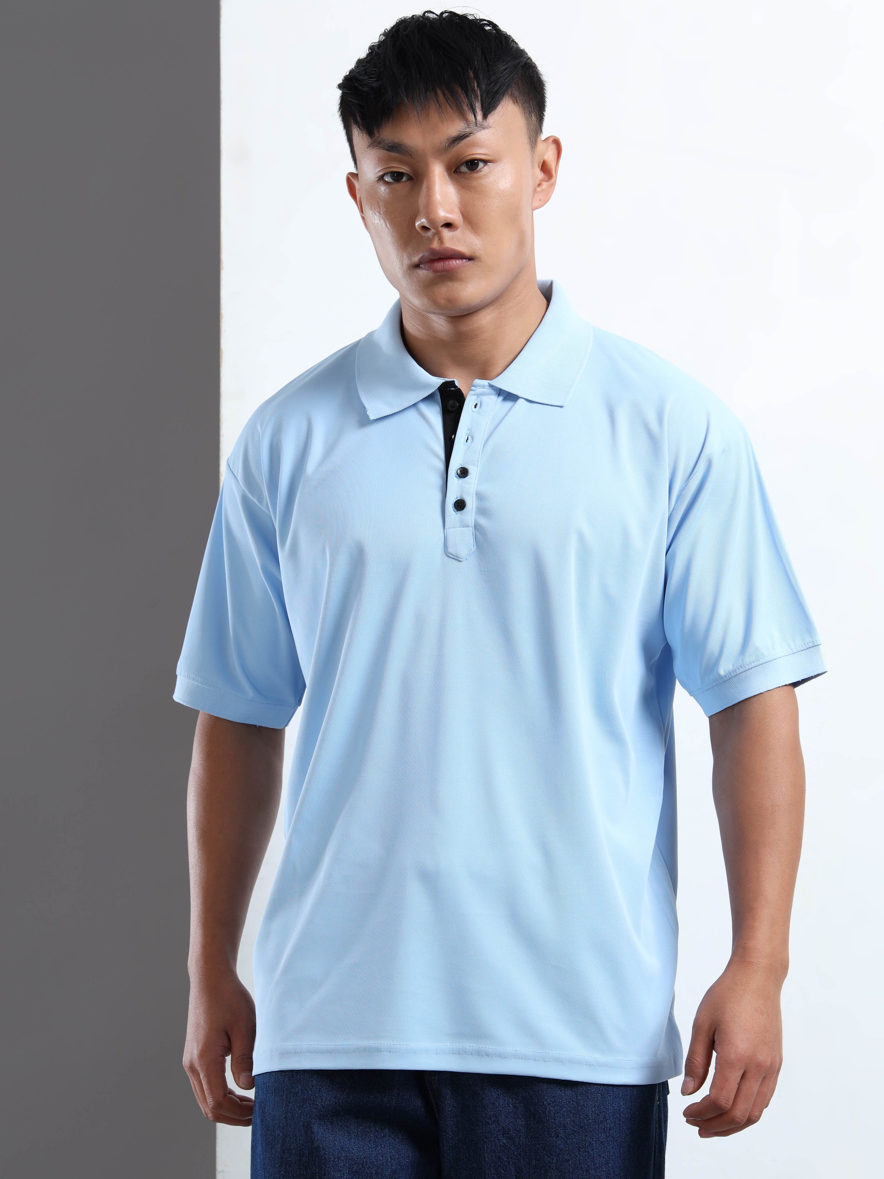 Men Sky Blue Cool Touch Leo Polo T-Shirt