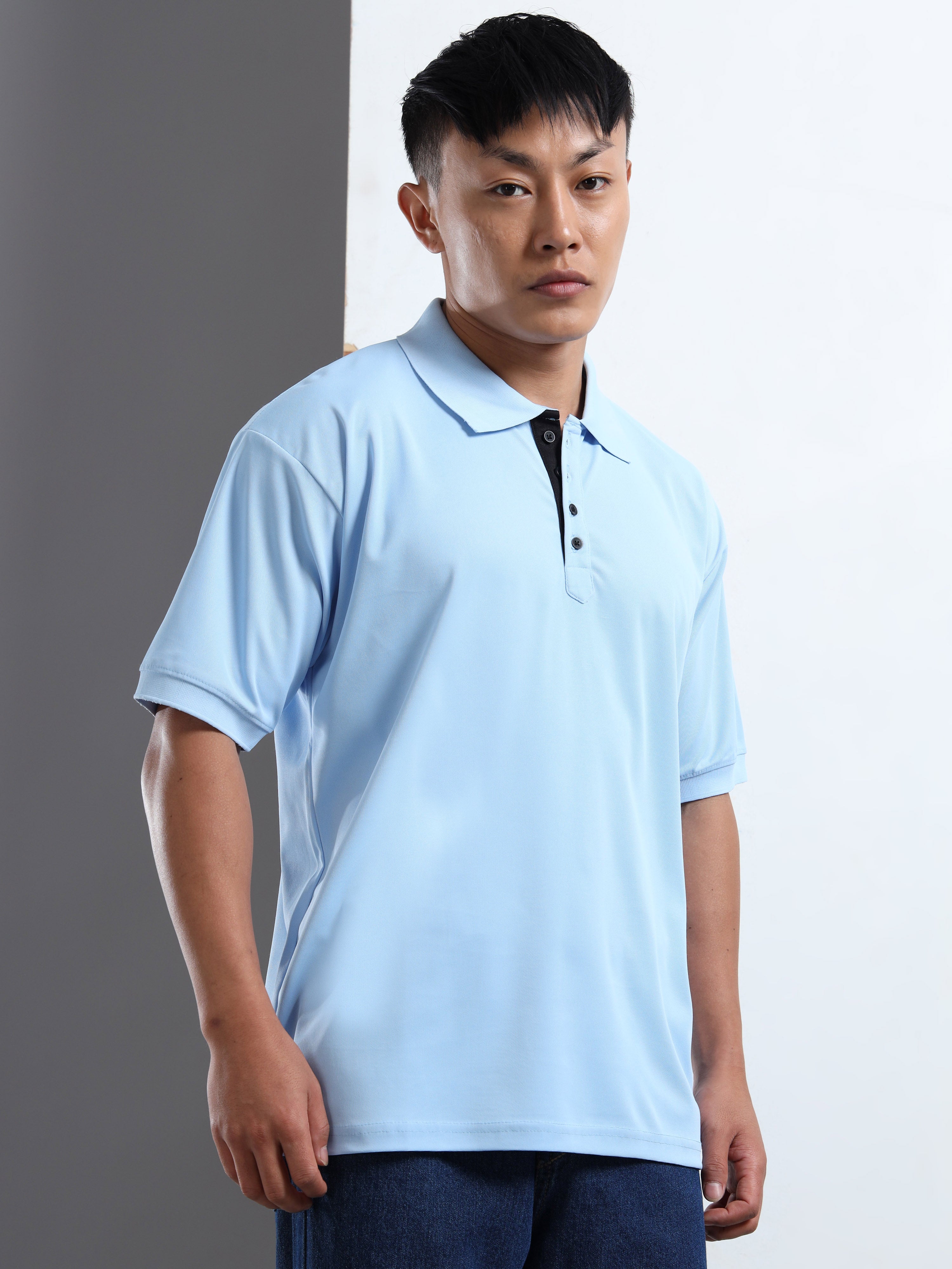Men Sky Blue Cool Touch Leo Polo T-Shirt