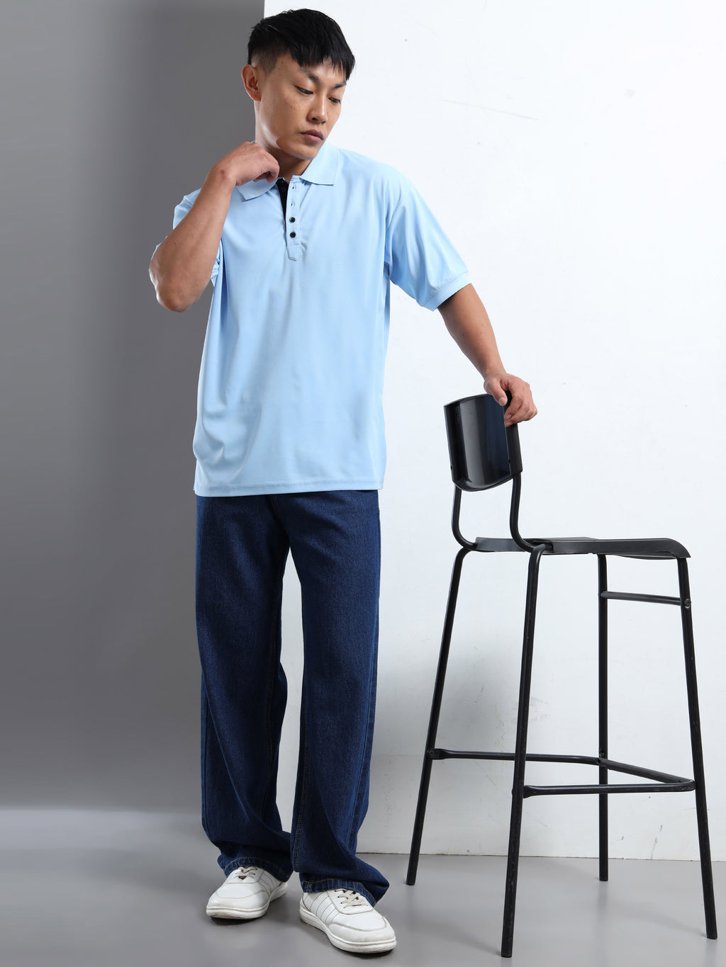 Men Sky Blue Cool Touch Leo Polo T-Shirt