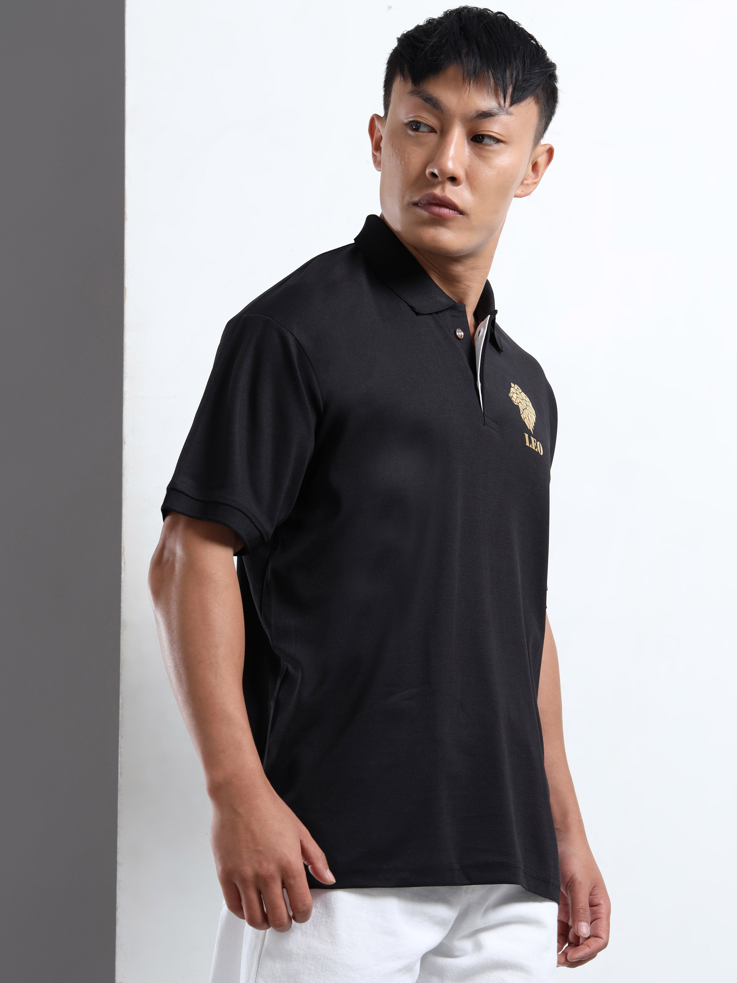Men Black Classic Leo Polo T-Shirt