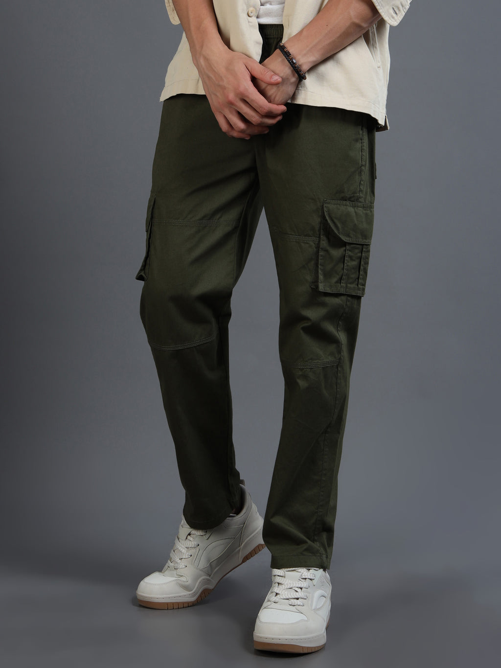 Men's Green Straight-Leg Cargo Pants