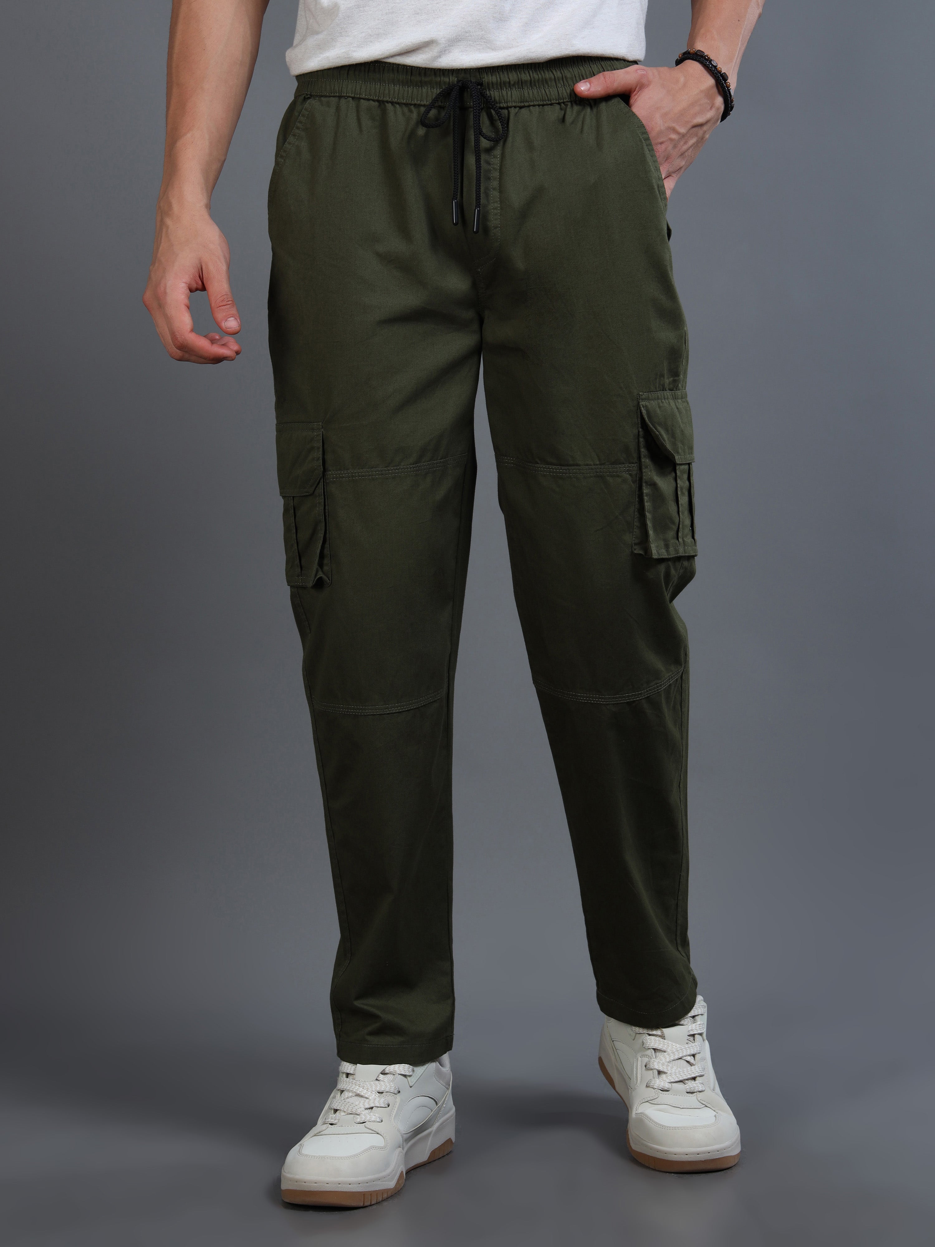 Men's Green Straight-Leg Cargo Pants