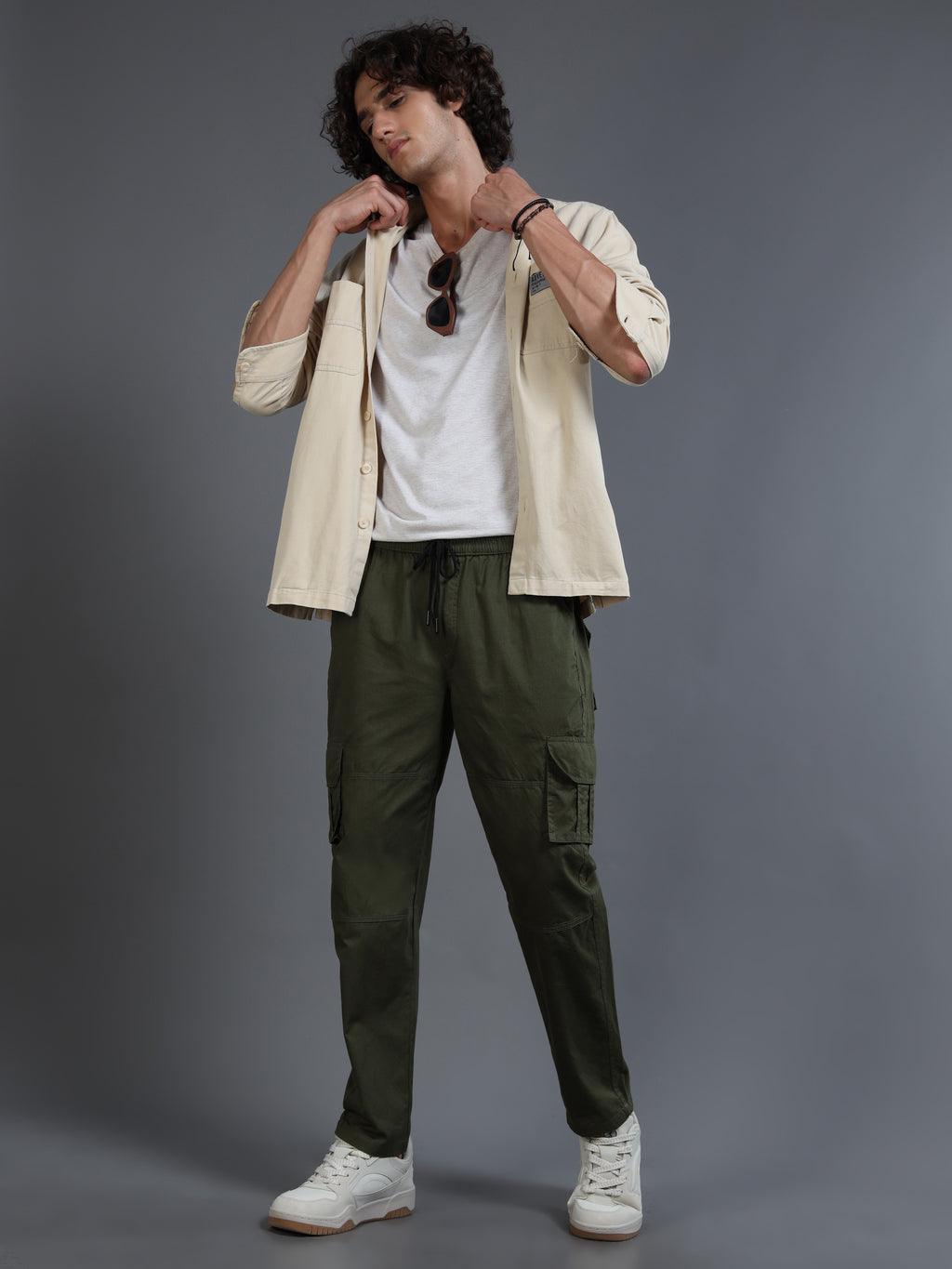 Men's Green Straight-Leg Cargo Pants