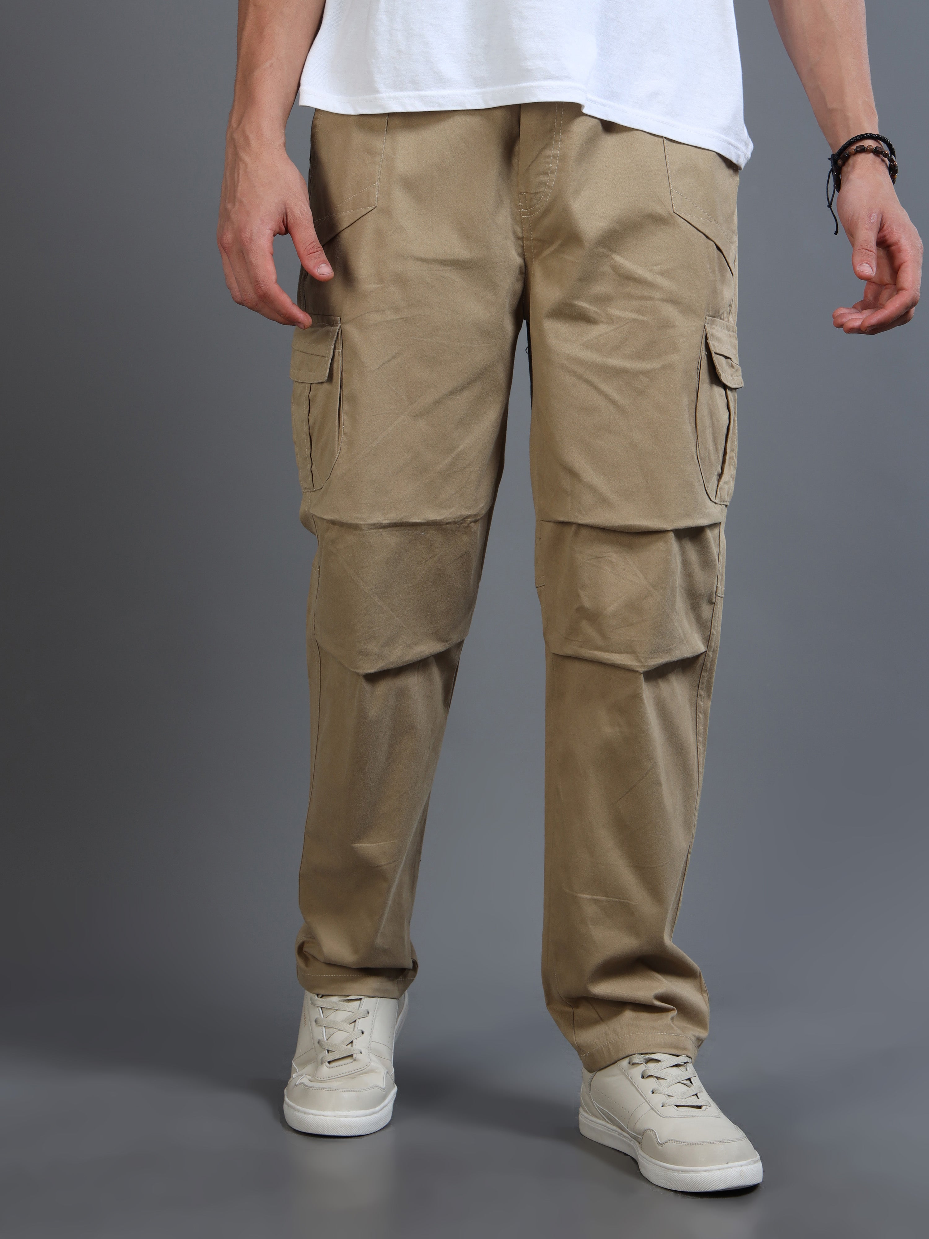 Men's Beige Convertible Cargo Pants